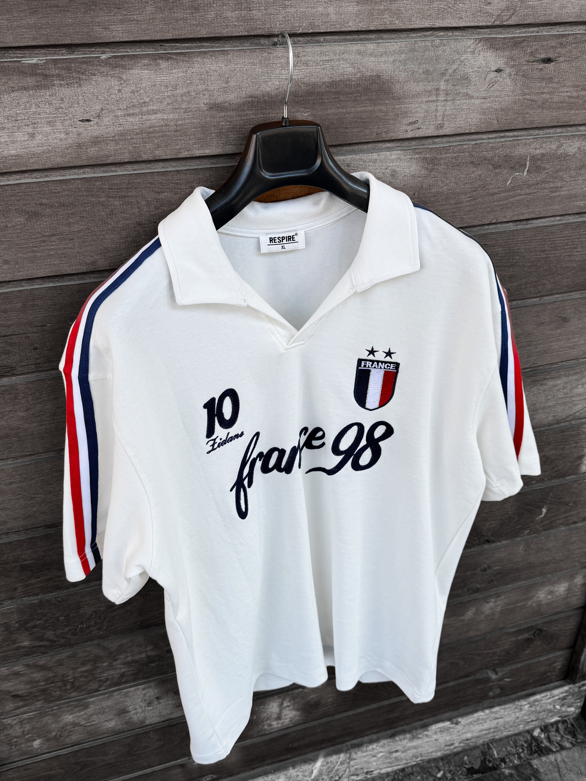 Beyaz France Armalı İki İplik T-Shirt RES-1058
