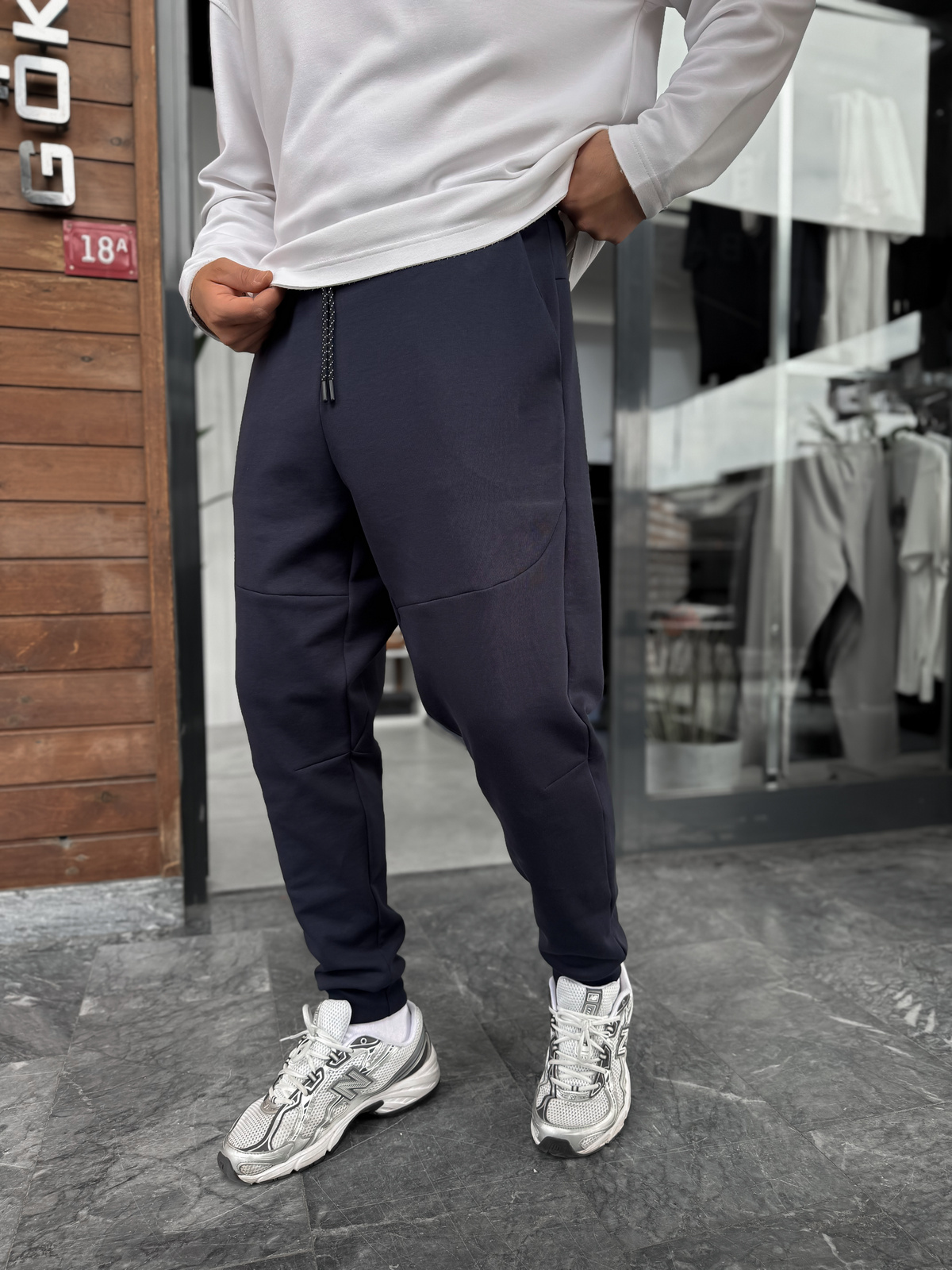 Lacivert Ribanalı Yan Fermuarlı Basic Eşofman BY-0001
