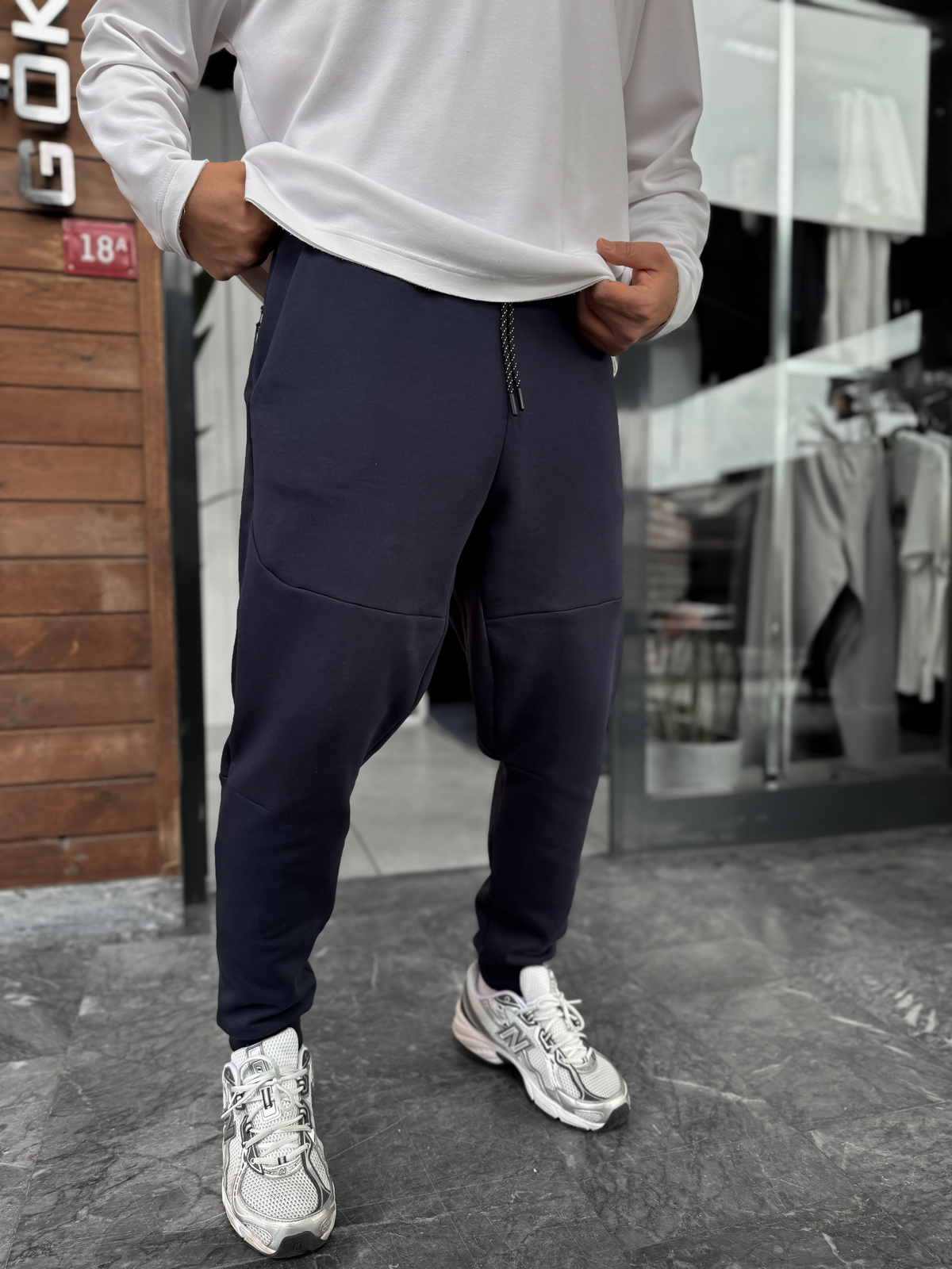 Lacivert Ribanalı Yan Fermuarlı Basic Eşofman BY-0001