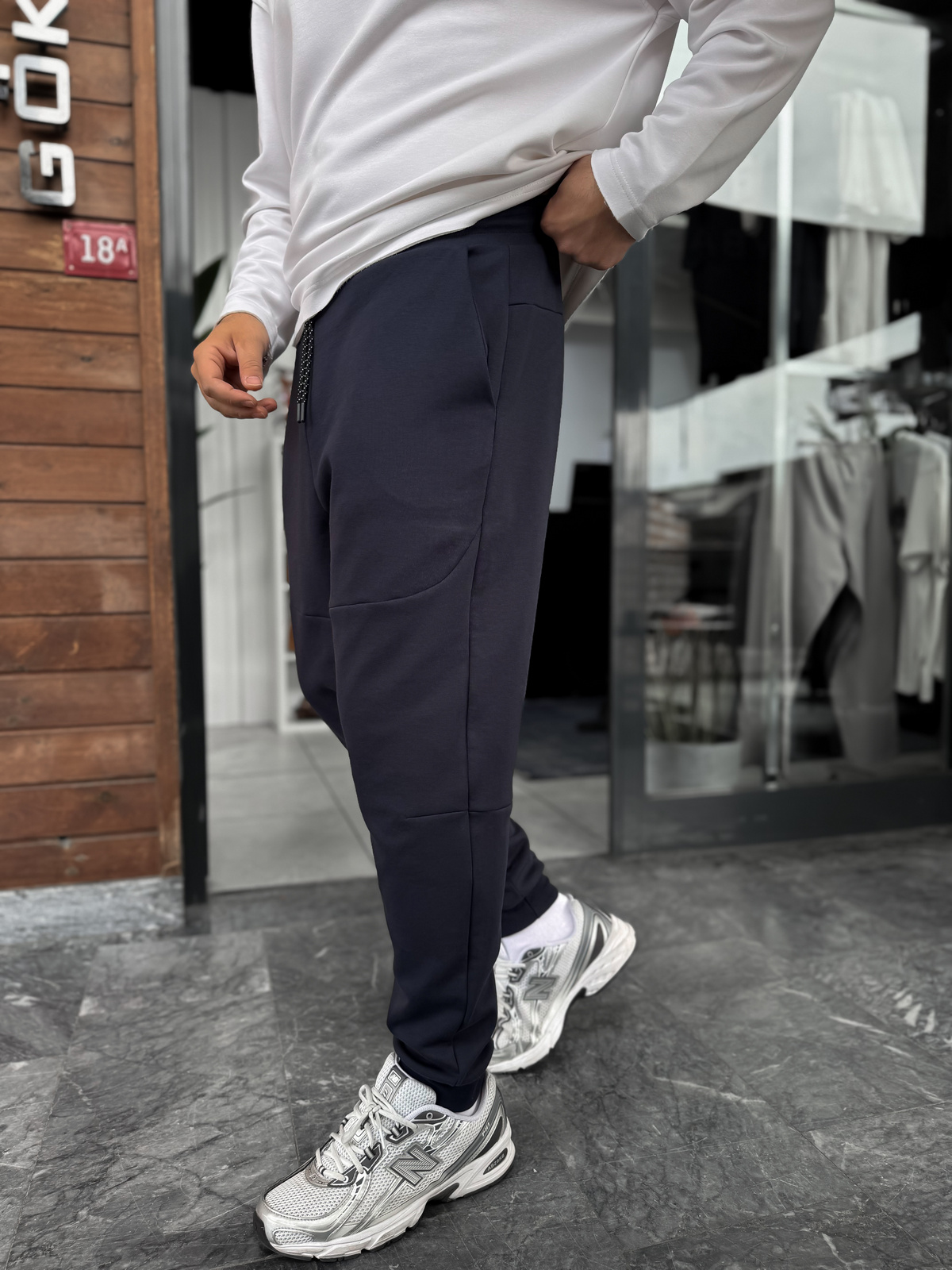 Lacivert Ribanalı Yan Fermuarlı Basic Eşofman BY-0001