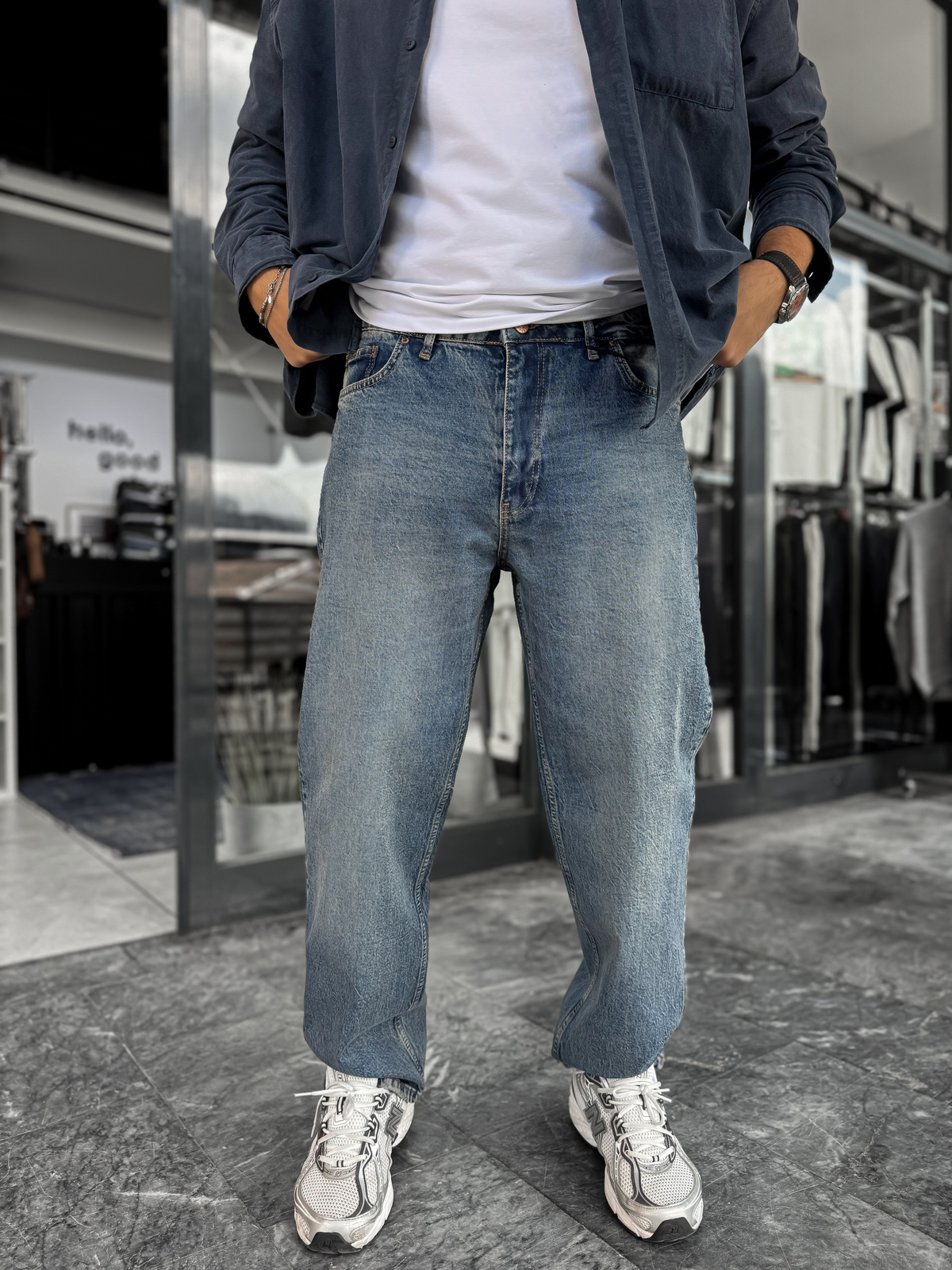 Koyu Mavi Yıkamalı Basic Baggy Jean C-6587/6241