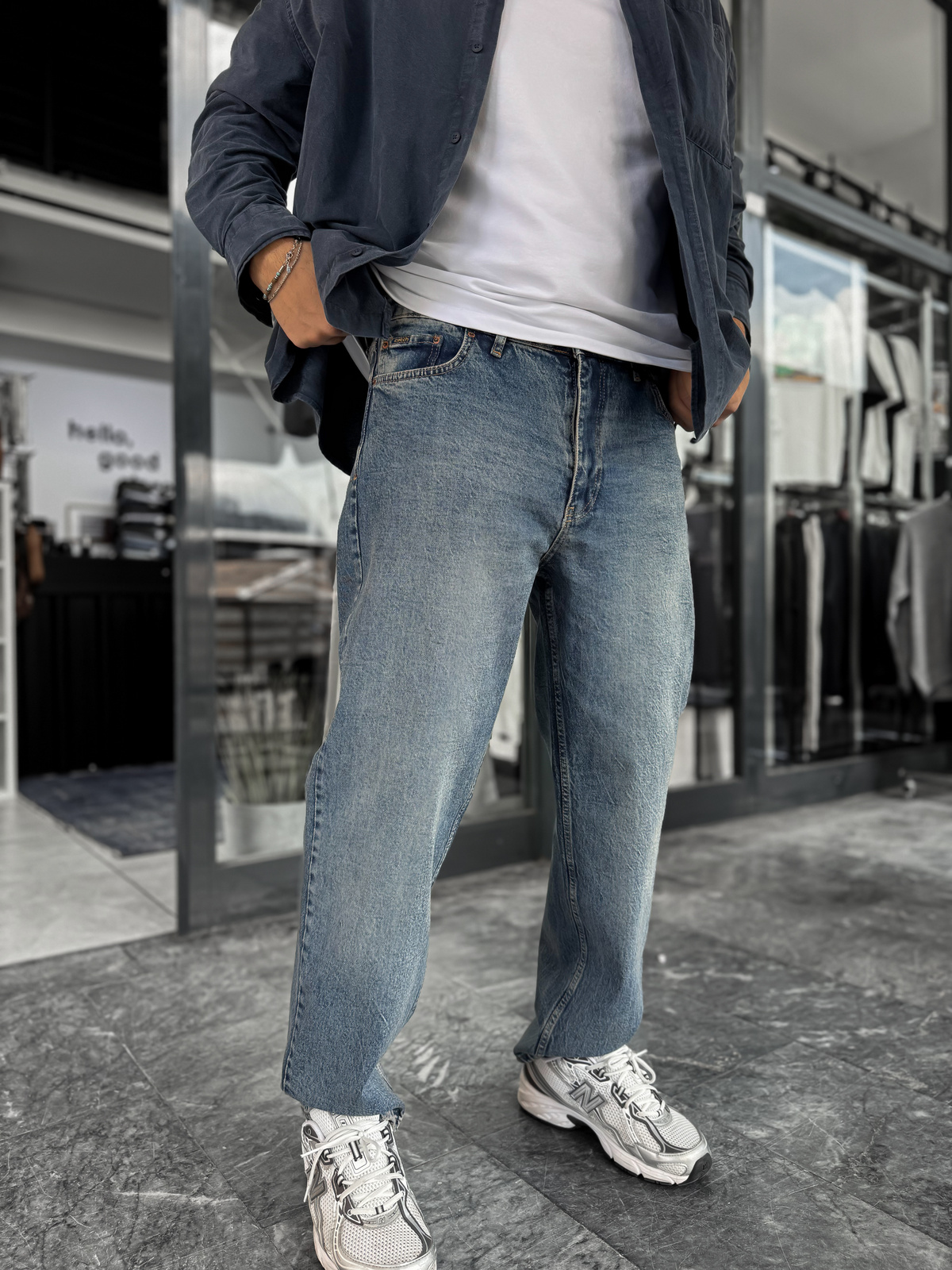 Koyu Mavi Yıkamalı Basic Baggy Jean C-6587/6241