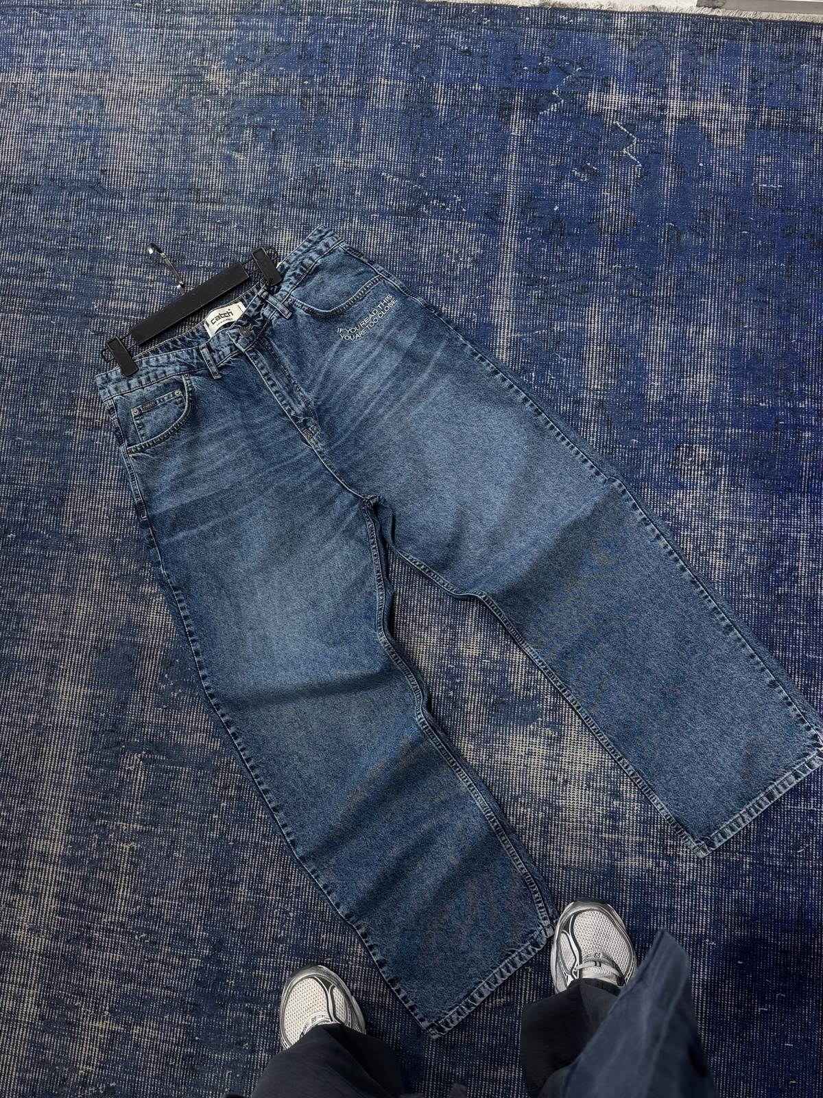 Mavi Close Nakışlı Yıkamalı Baggy Jean C-6657