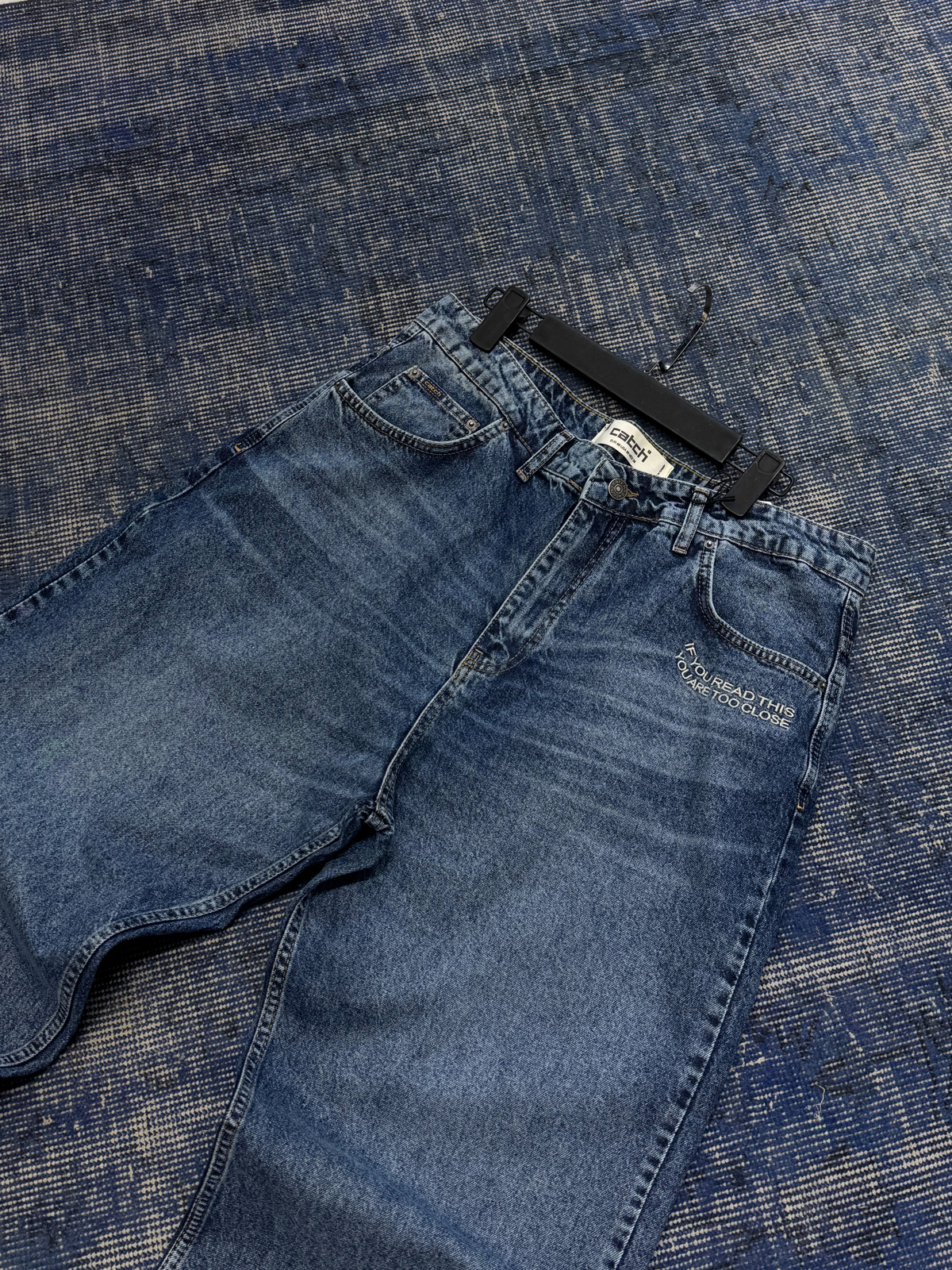 Mavi Close Nakışlı Yıkamalı Baggy Jean C-6657