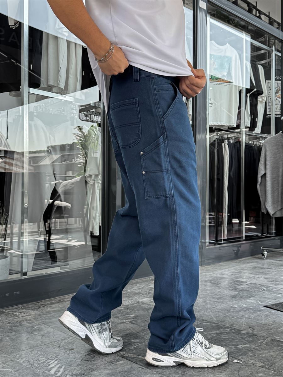 ズボン Lacivert Yan Cep Detaylı Baggy Pantolon C-6615