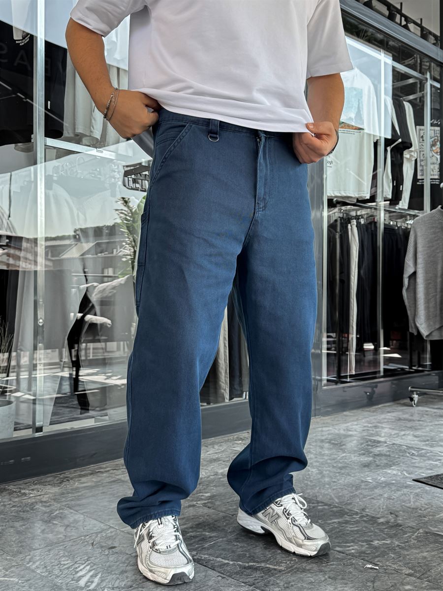 Lacivert Yan Cep Detaylı Baggy Pantolon C-6615