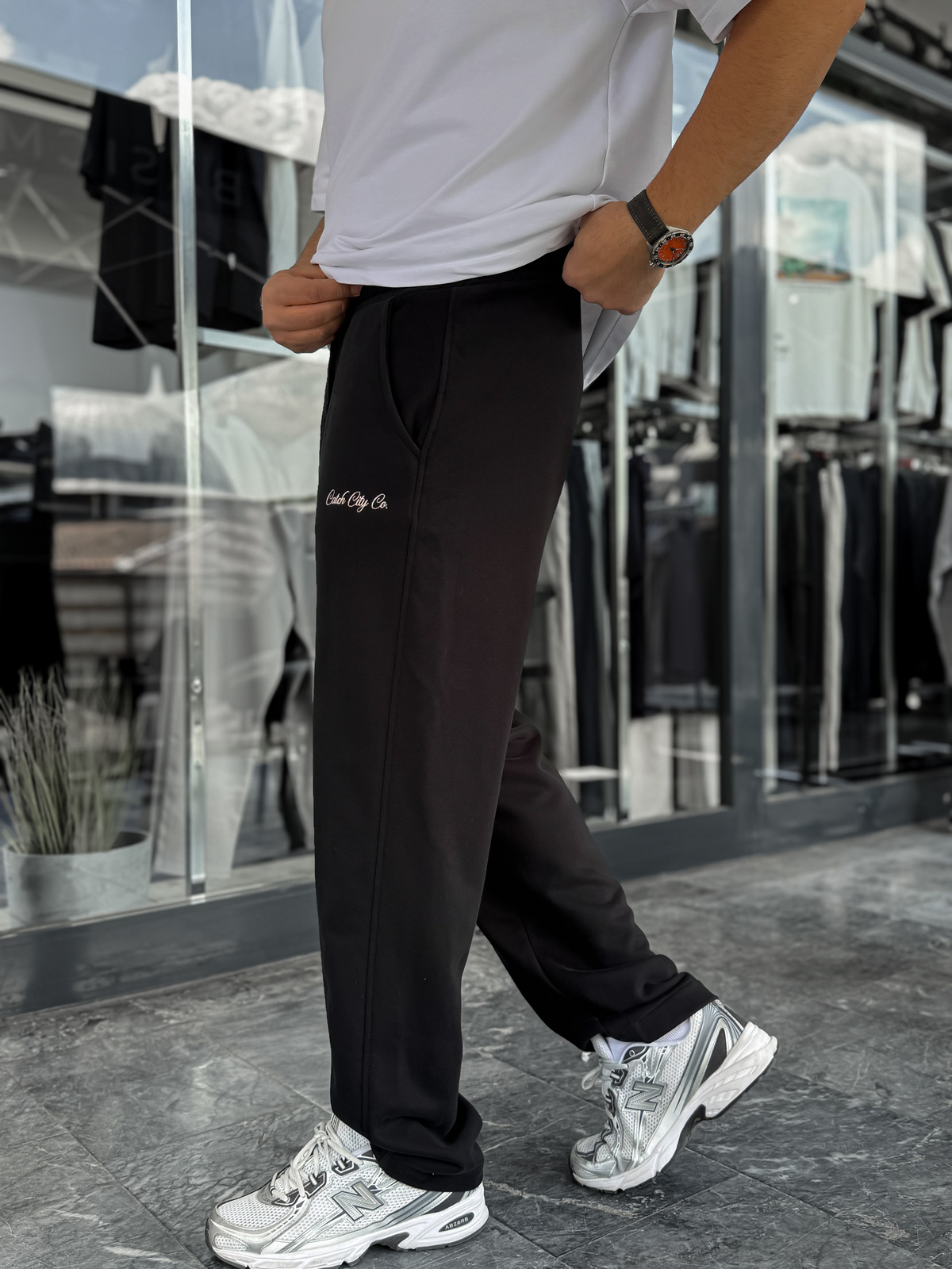 Siyah Nakışlı Baggy Eşofman C-6620