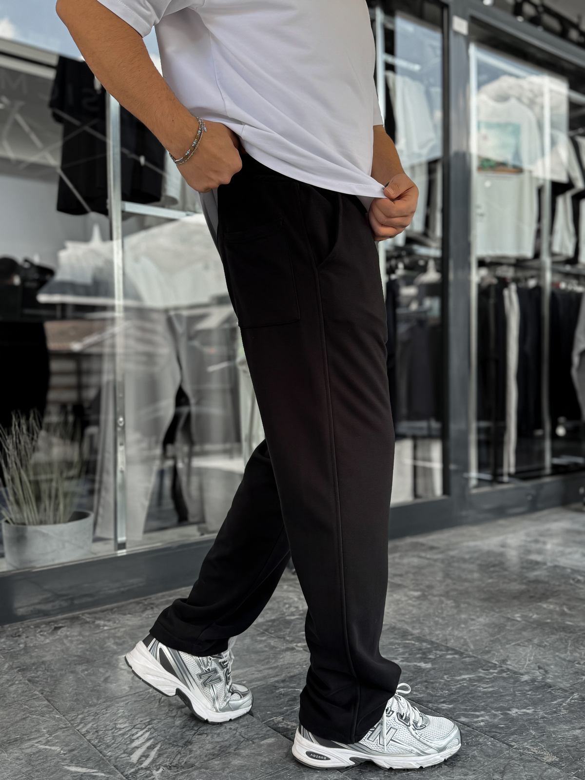 Siyah Nakışlı Baggy Eşofman C-6620
