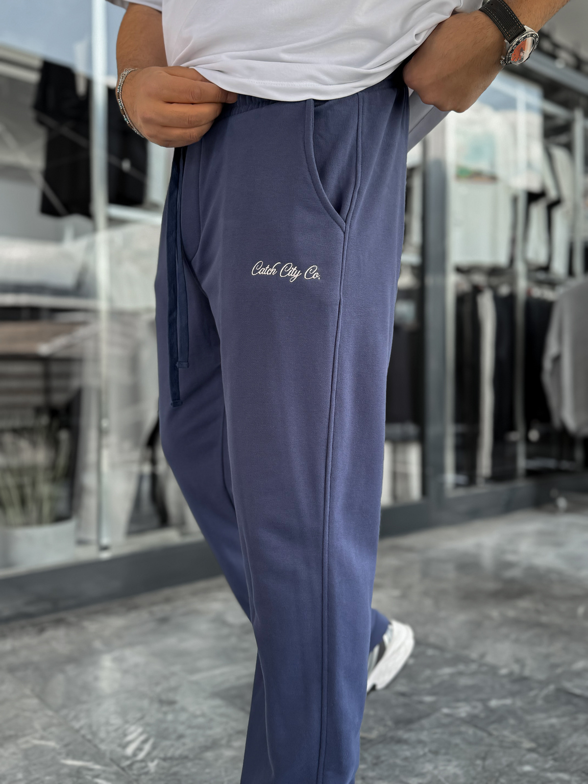 Lacivert Nakışlı Baggy Eşofman C-6620