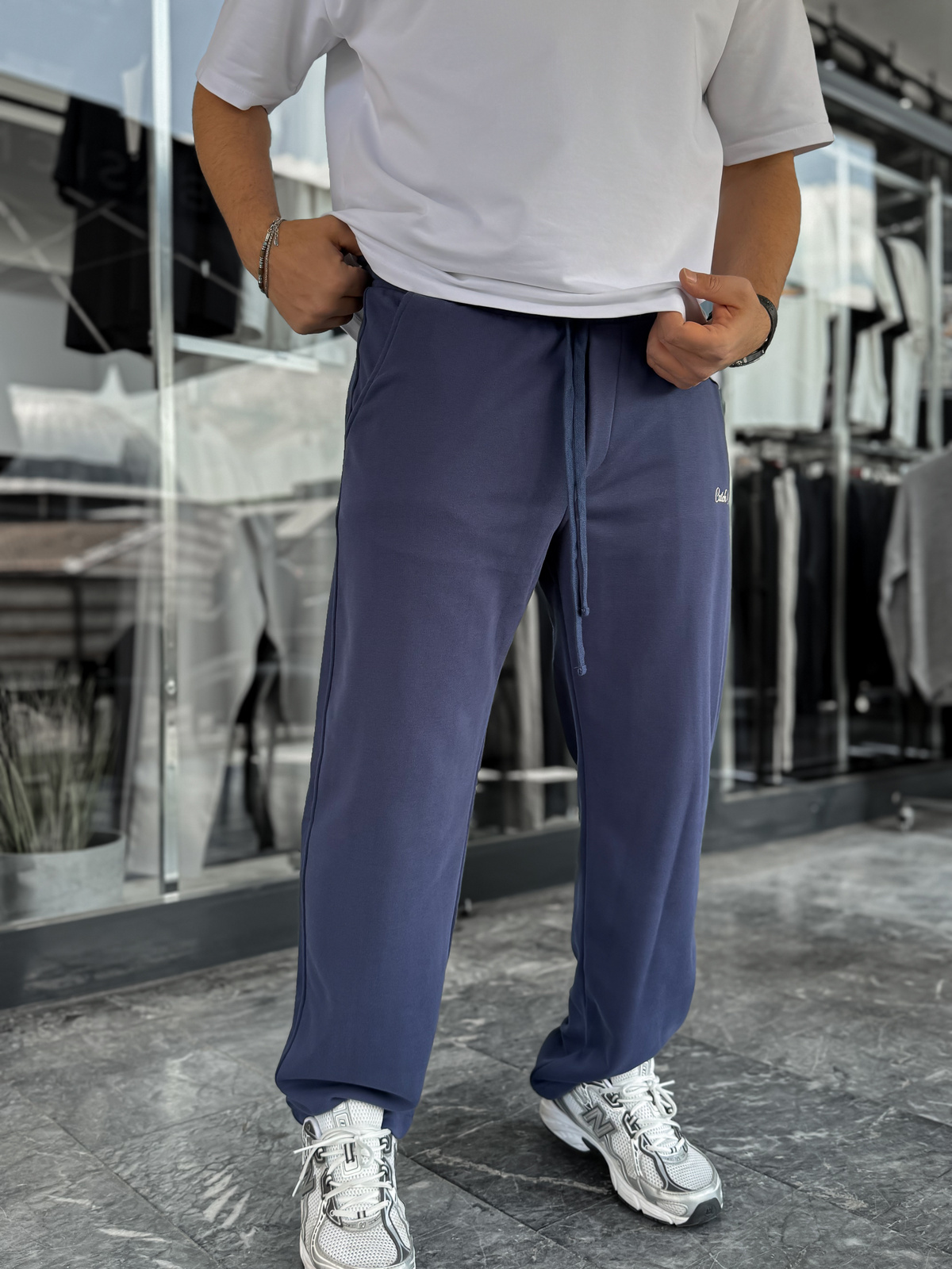 Lacivert Nakışlı Baggy Eşofman C-6620