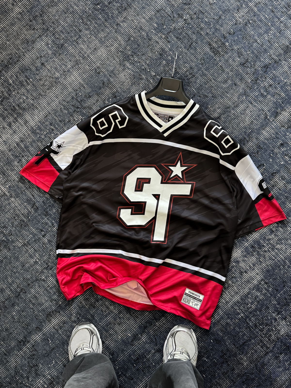 Siyah Saint Tears Baskılı Oversize Forma JJ-195
