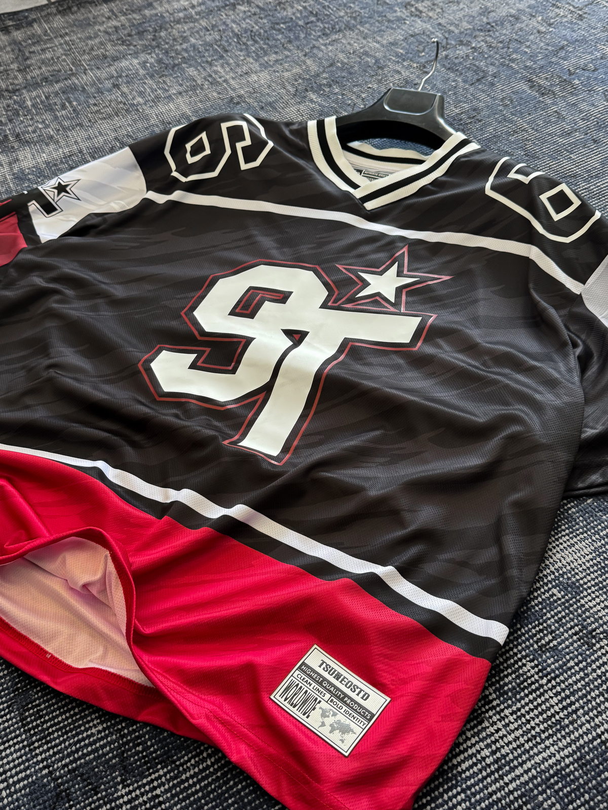 Siyah Saint Tears Baskılı Oversize Forma JJ-195