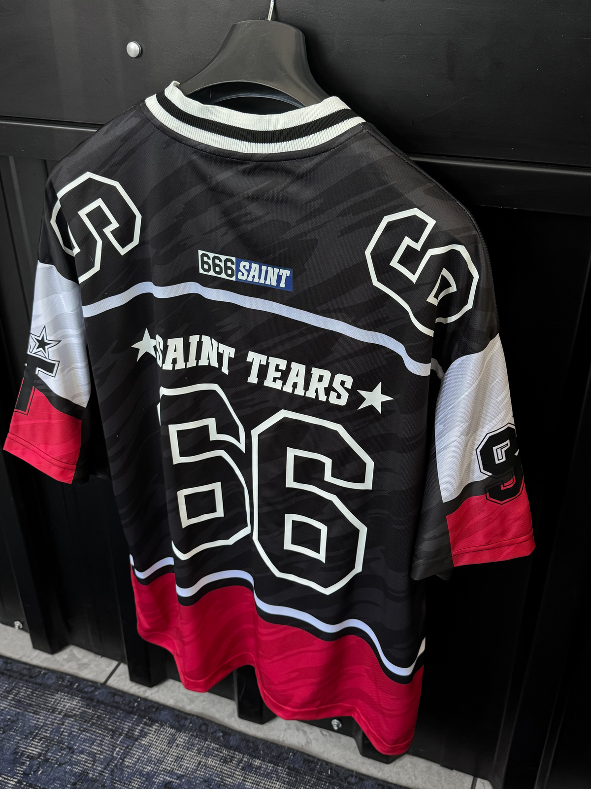 Siyah Saint Tears Baskılı Oversize Forma JJ-195