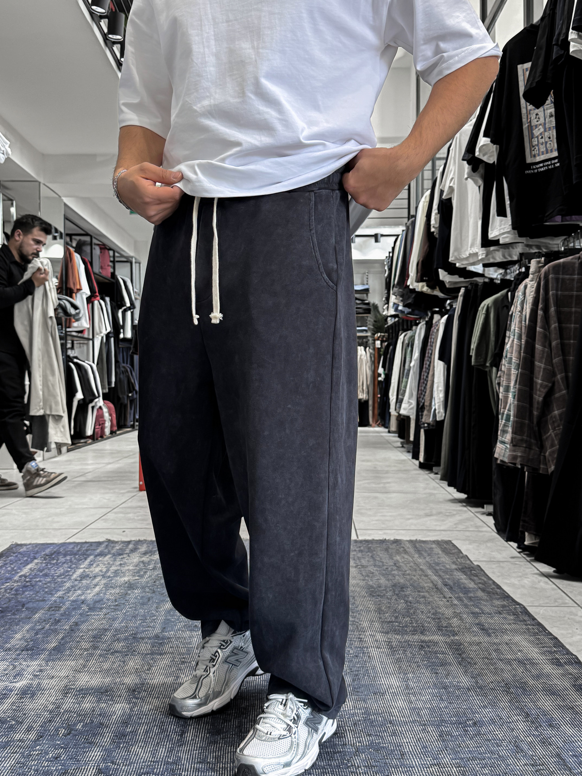 Siyah Basic Yıkamalı Boru Paça Eşofman ES-80-30