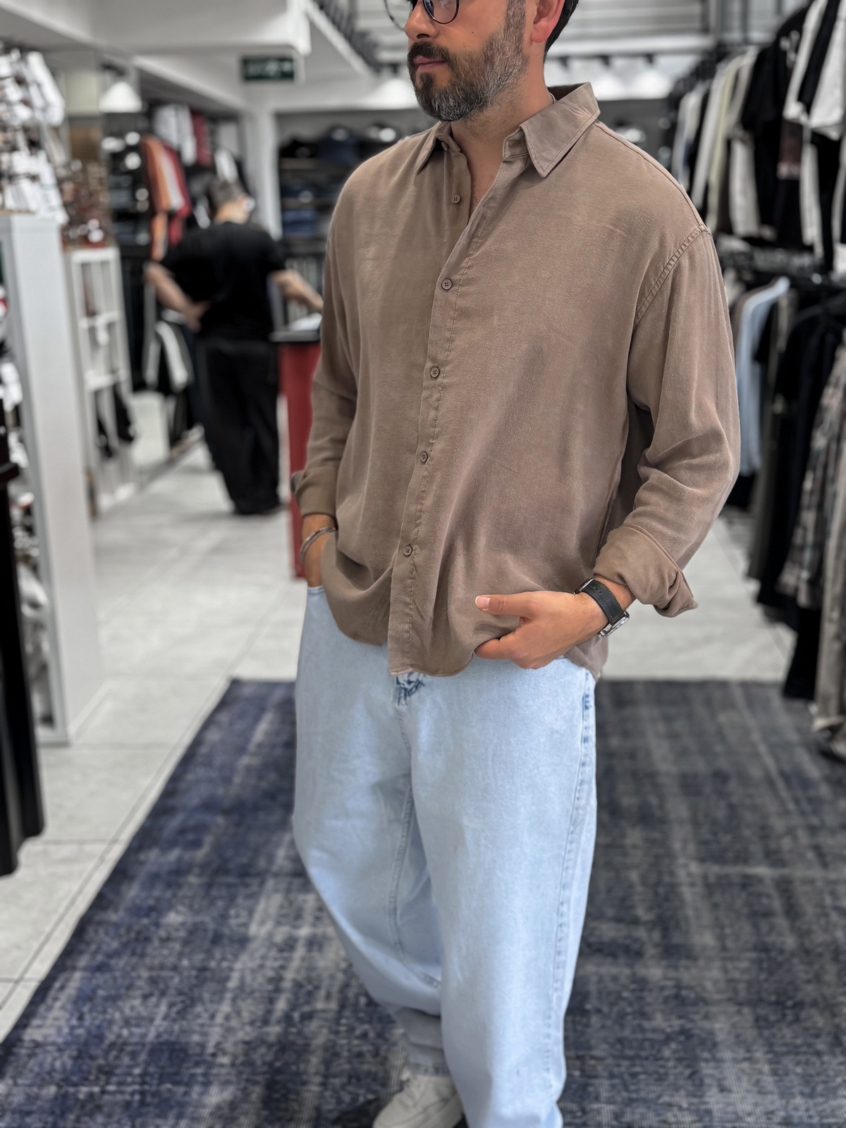 Kahve Yıkamalı Basic Gömlek ES-40-62