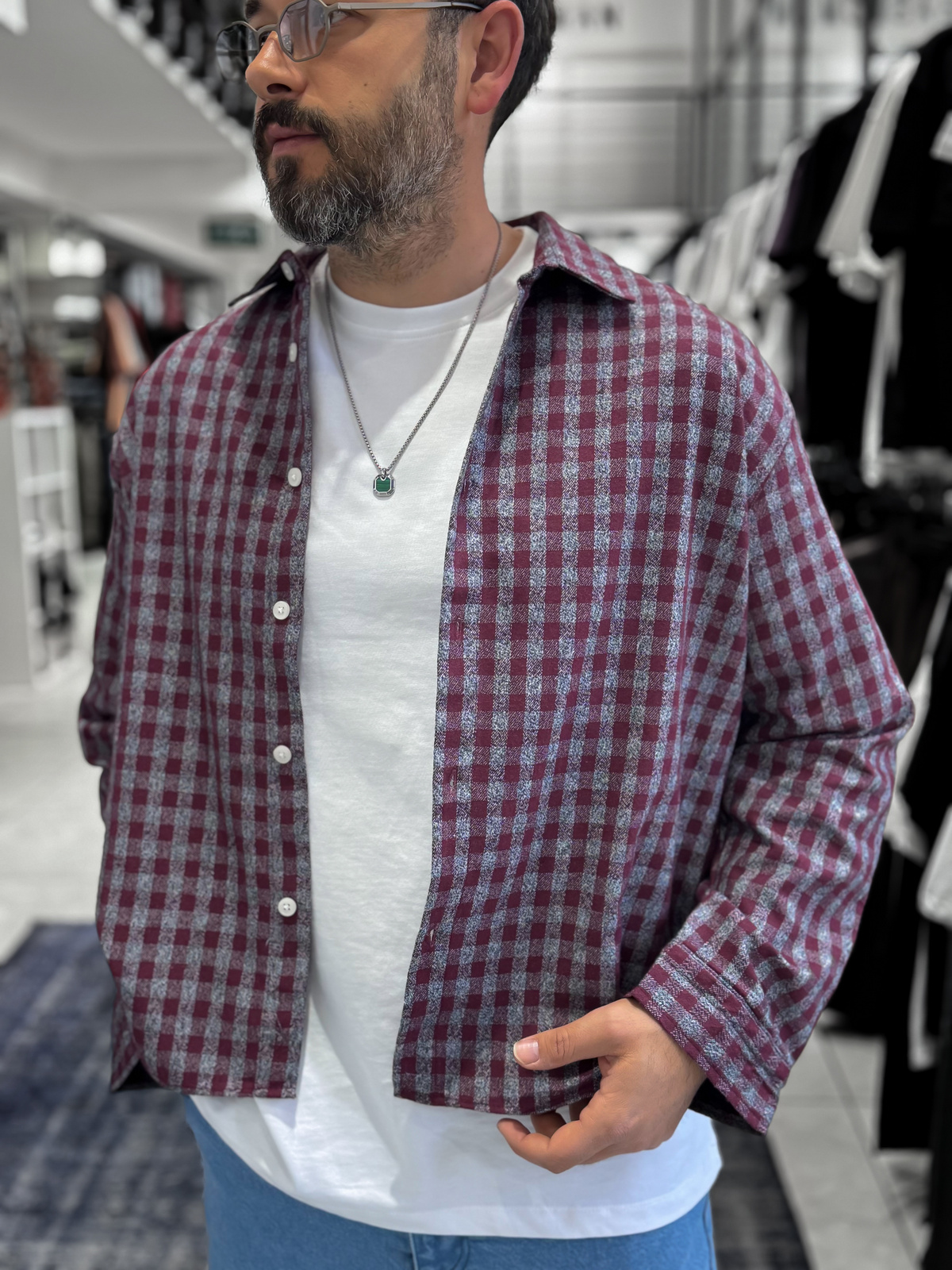 Bordo Sırt Baskılı Gömlek ES-40-42