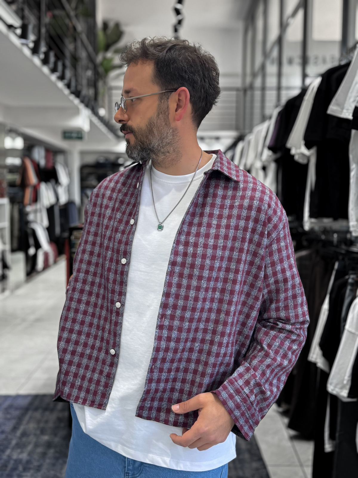 Bordo Sırt Baskılı Gömlek ES-40-42