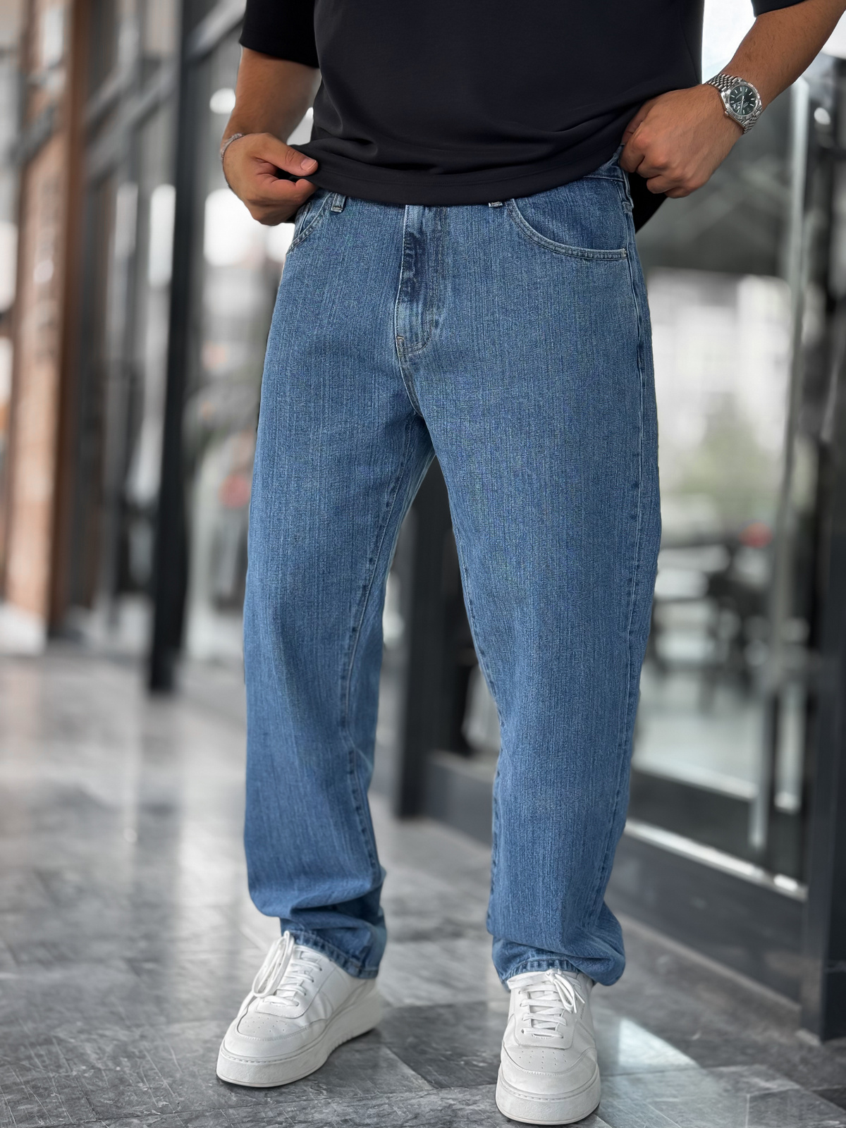 Mavi Kırçıllı Baggy Jean GJ-16957-16974