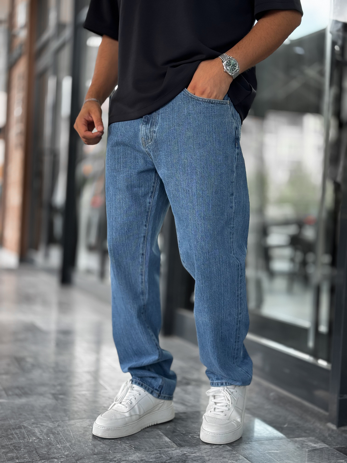 Mavi Kırçıllı Baggy Jean GJ-16957-16974