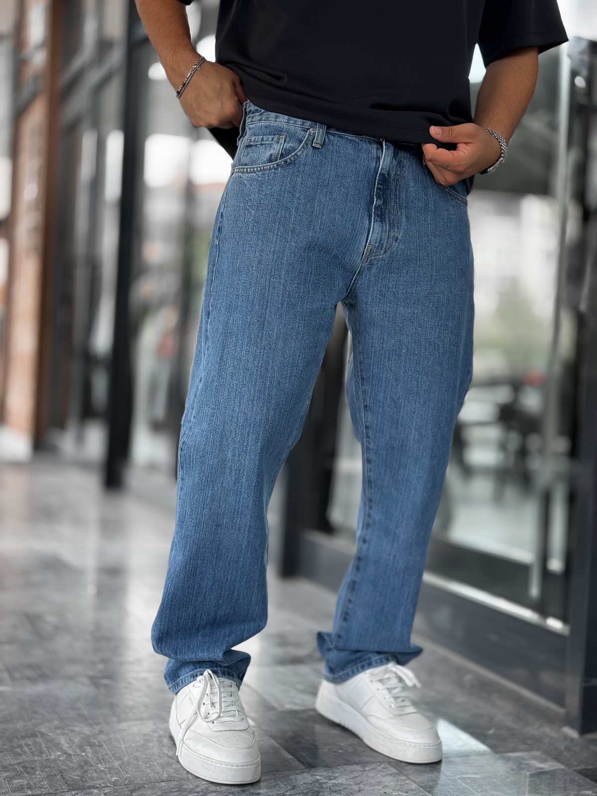 Mavi Kırçıllı Baggy Jean GJ-16957-16974