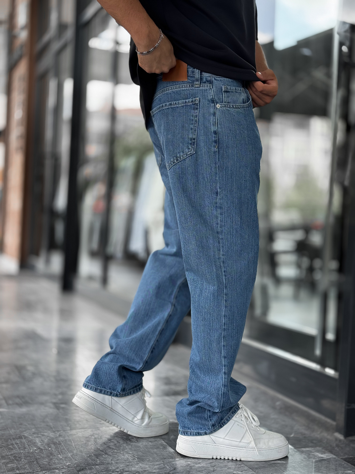 Mavi Kırçıllı Baggy Jean GJ-16957-16974