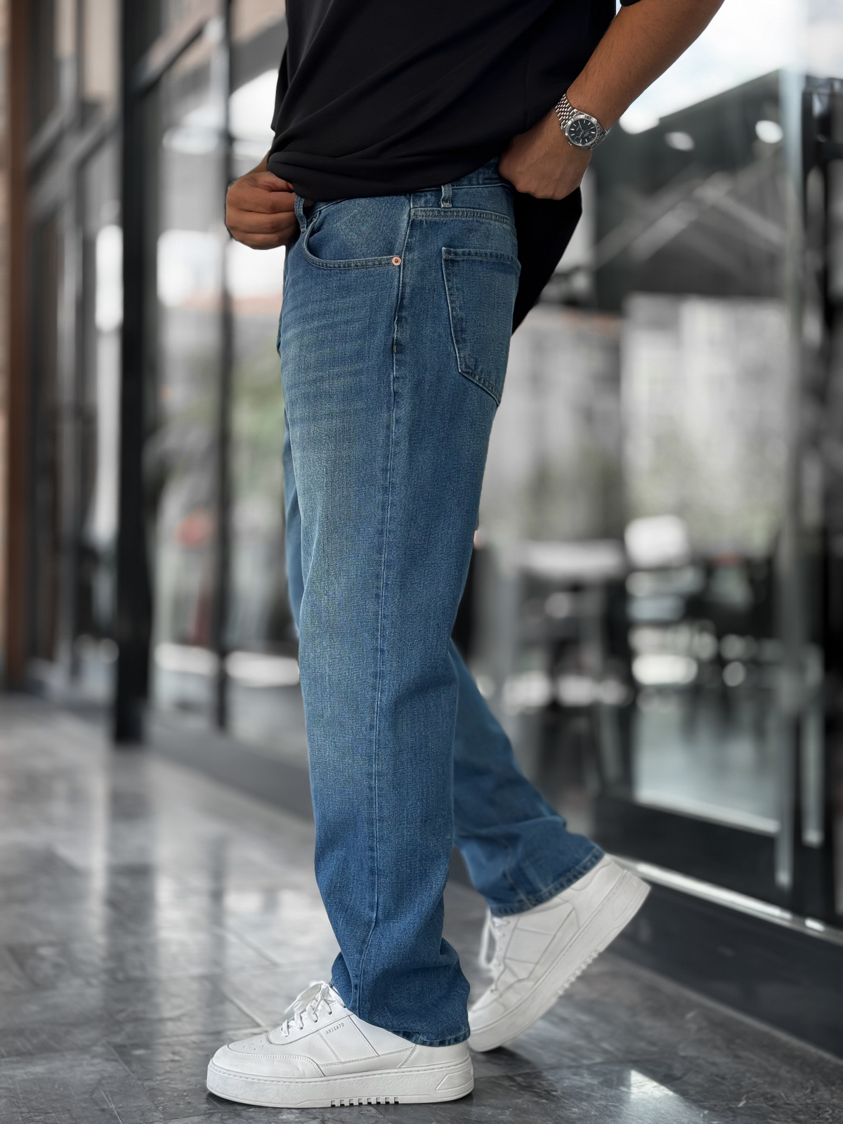 Mavi Efektli Yıkamalı Baggy Jean GJ-17151/17186-7