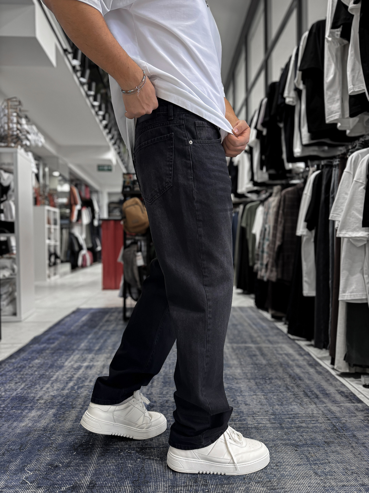 Siyah Efektli Yıkamalı Baggy Jean GJ-17151/17186-7