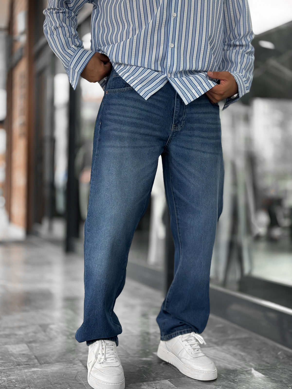 Koyu Mavi Efektli Yıkamalı Baggy Jean GJ-17151/17186-7