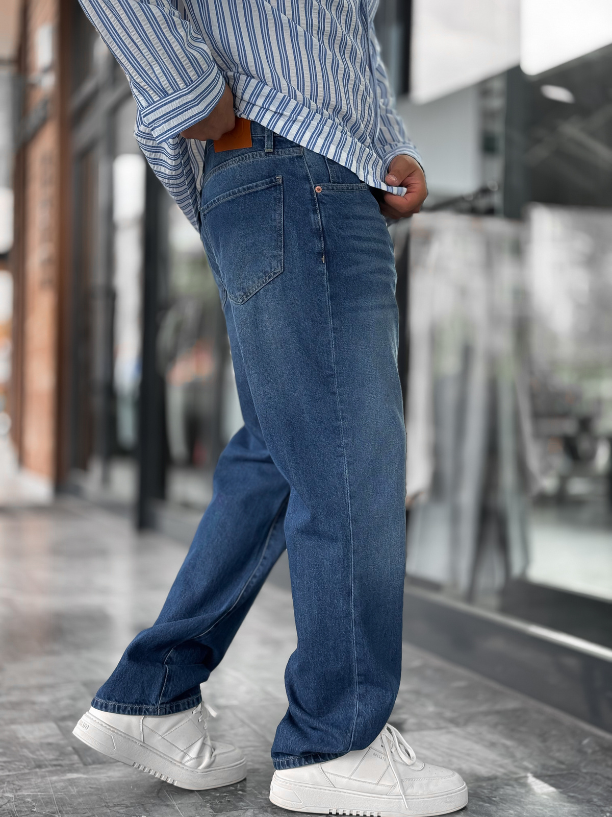 Koyu Mavi Efektli Yıkamalı Baggy Jean GJ-17151/17186-7