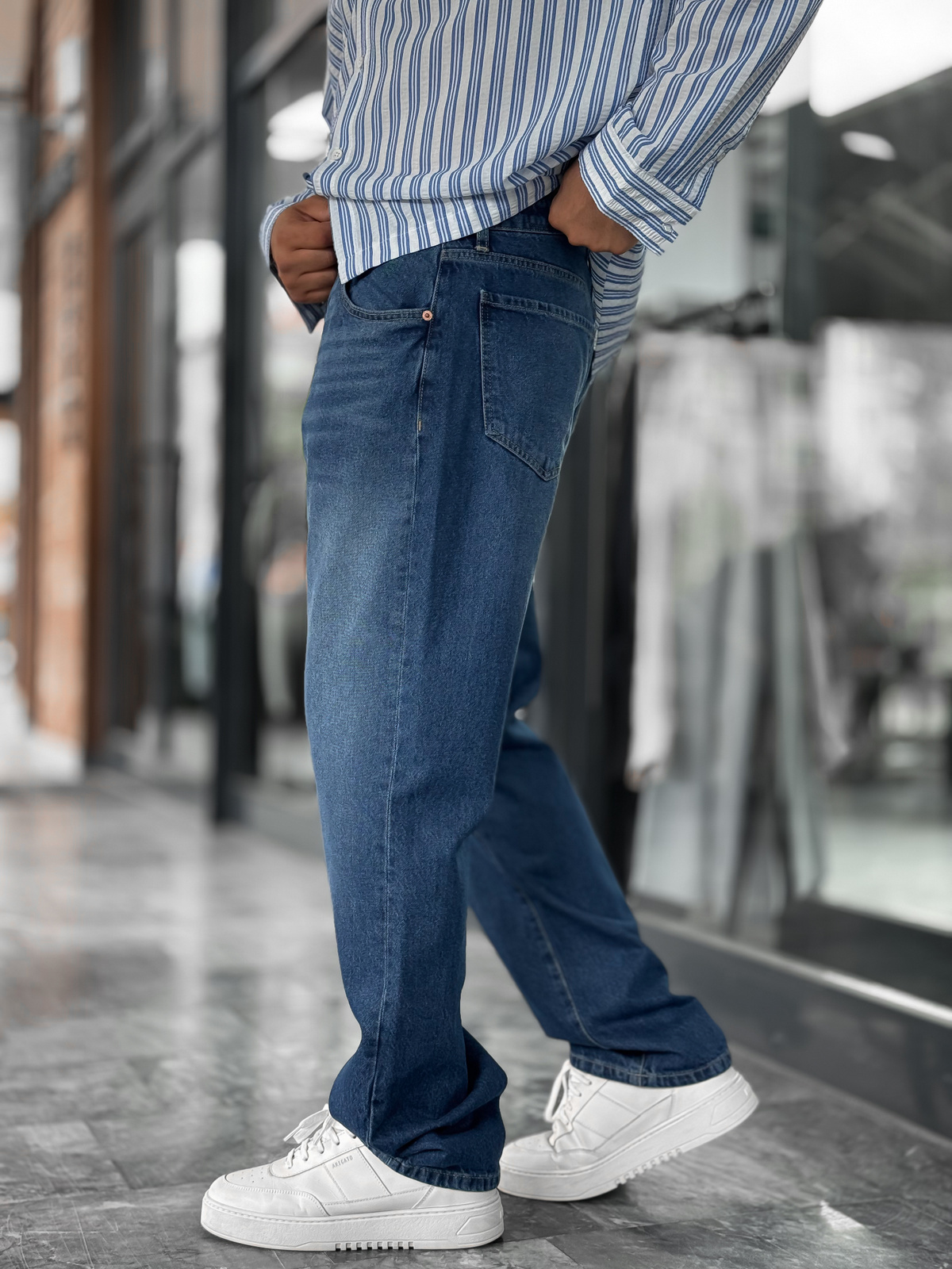 Koyu Mavi Efektli Yıkamalı Baggy Jean GJ-17151/17186-7