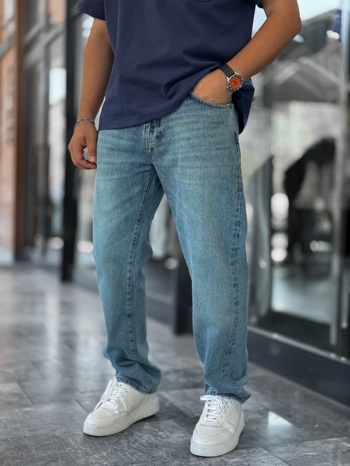 Mavi Asit Yıkamalı Baggy Jean GJ-