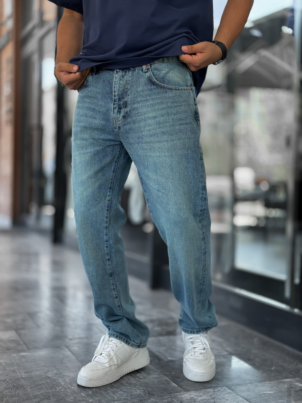 Mavi Asit Yıkamalı Baggy Jean GJ-