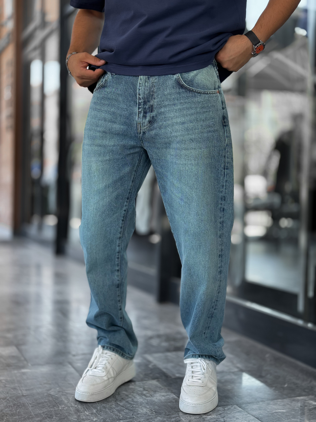 Mavi Asit Yıkamalı Baggy Jean GJ-