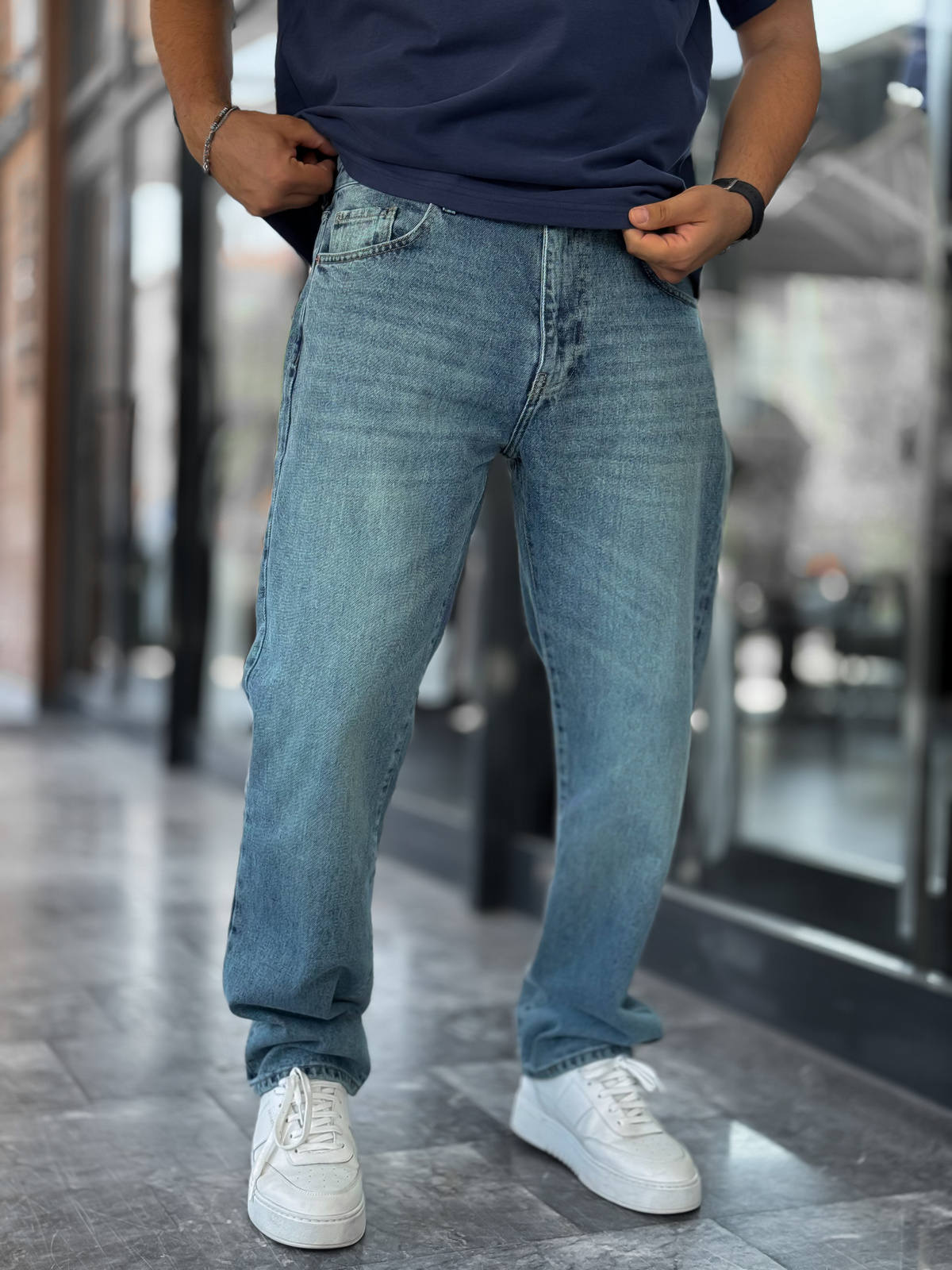 Mavi Asit Yıkamalı Baggy Jean GJ-