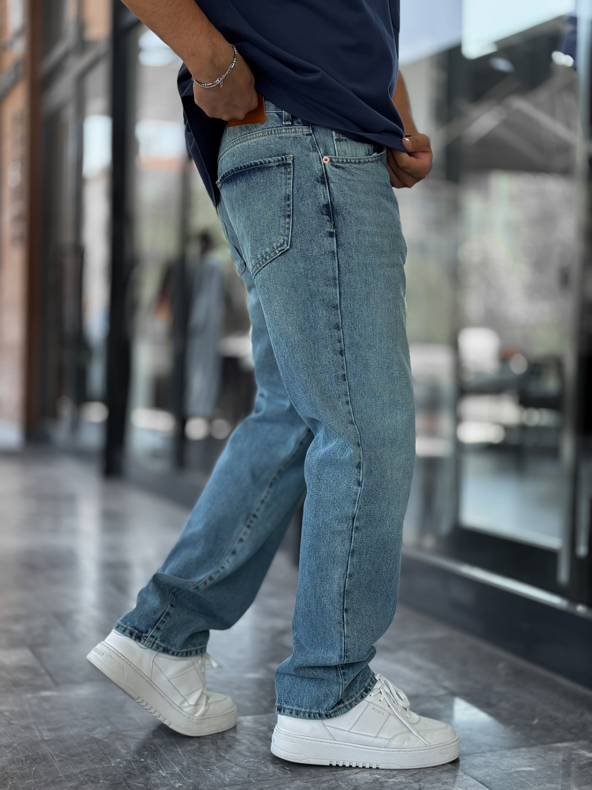 Mavi Asit Yıkamalı Baggy Jean GJ-