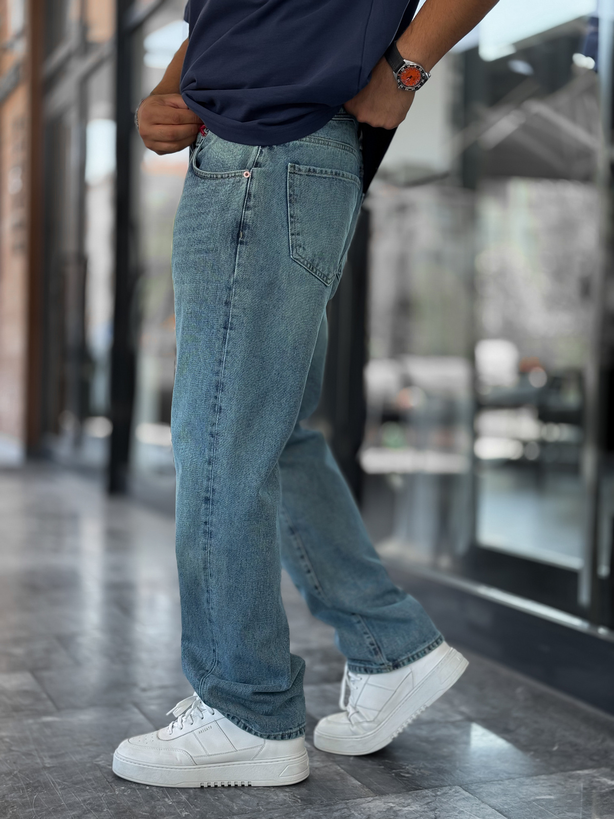 Mavi Asit Yıkamalı Baggy Jean GJ-
