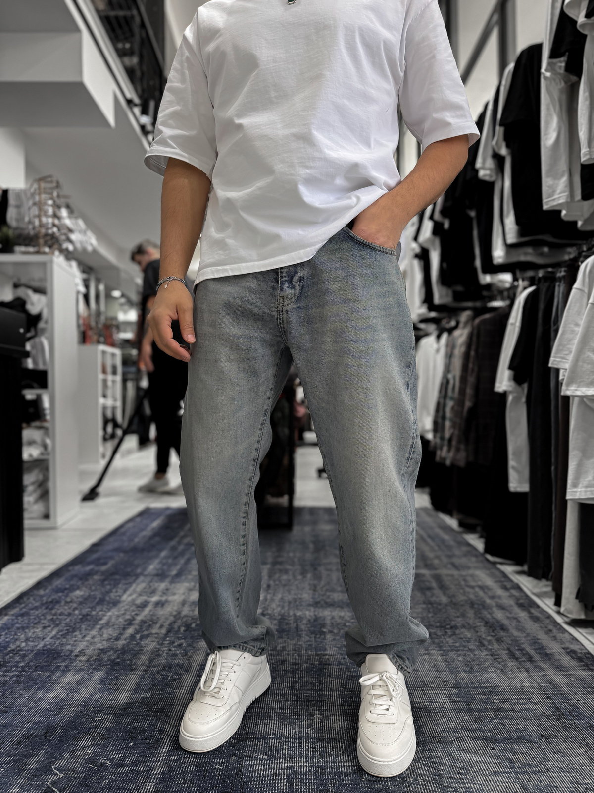 Açık Mavi Asit Yıkamalı Baggy Jean GJ-