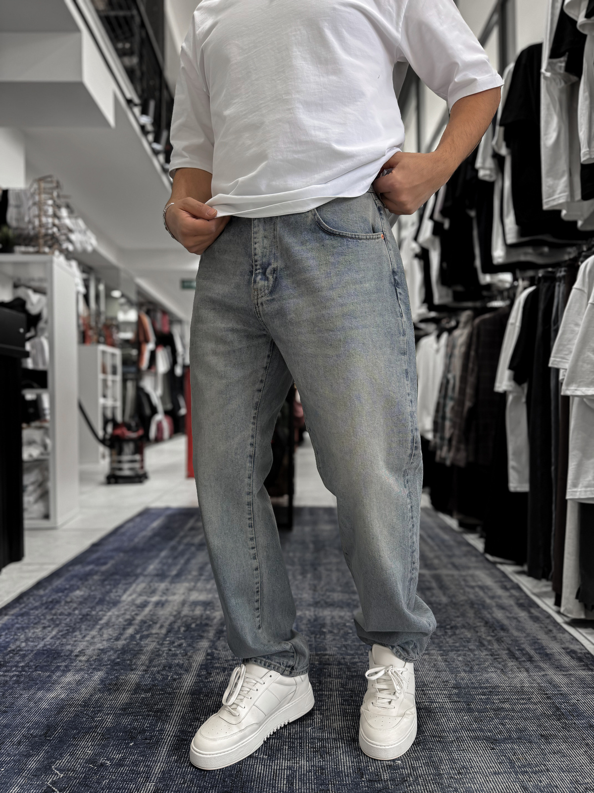 Açık Mavi Asit Yıkamalı Baggy Jean GJ-