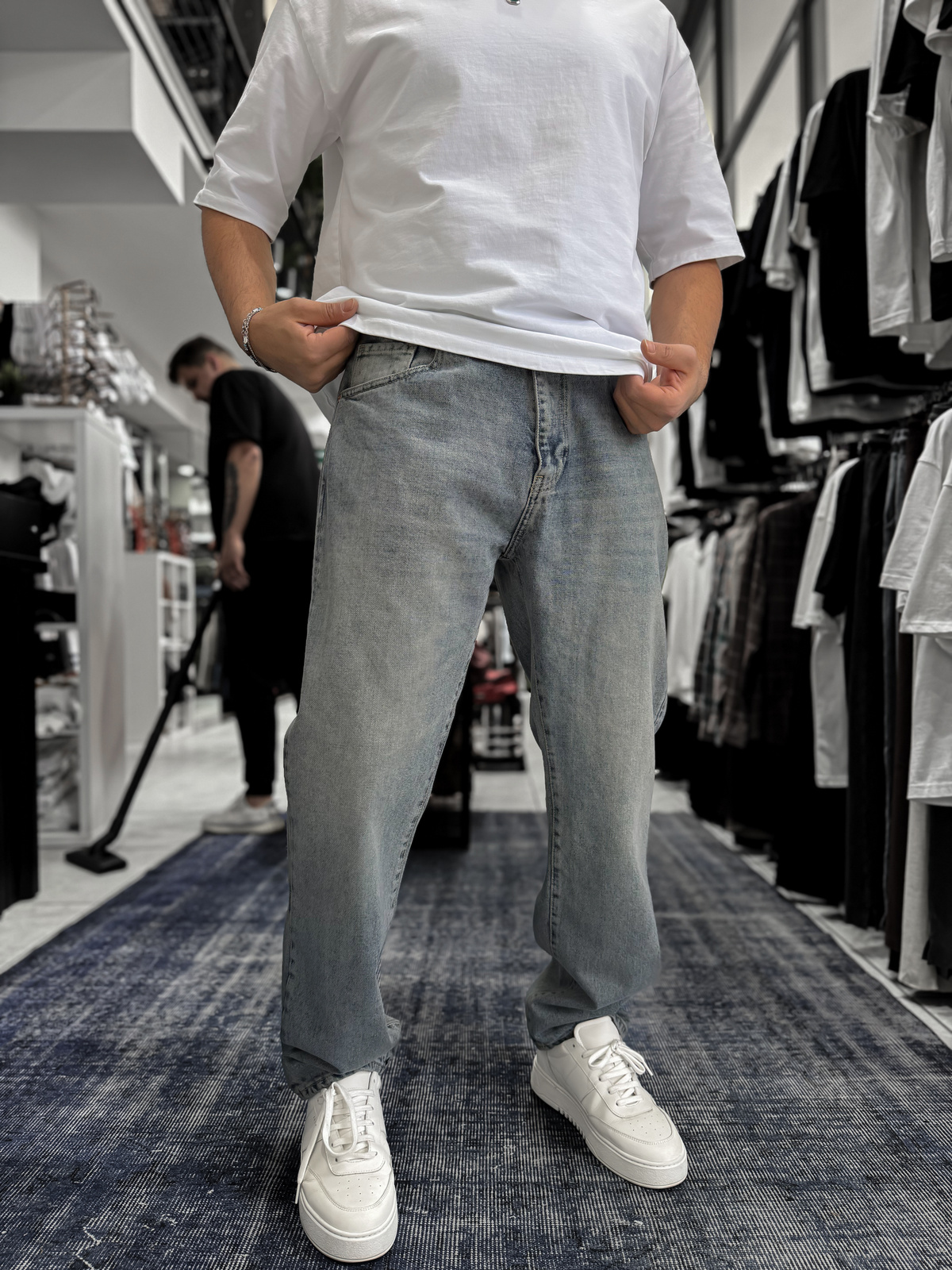 Açık Mavi Asit Yıkamalı Baggy Jean GJ-