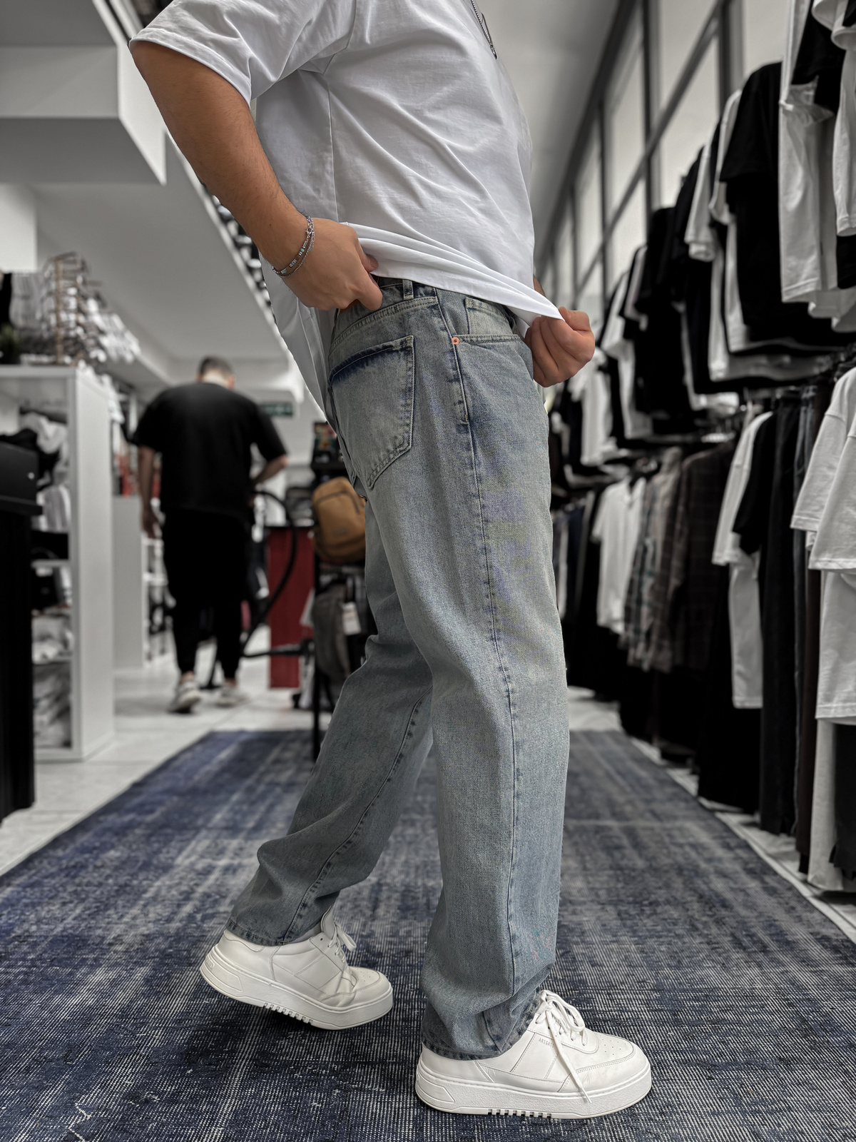 Açık Mavi Asit Yıkamalı Baggy Jean GJ-