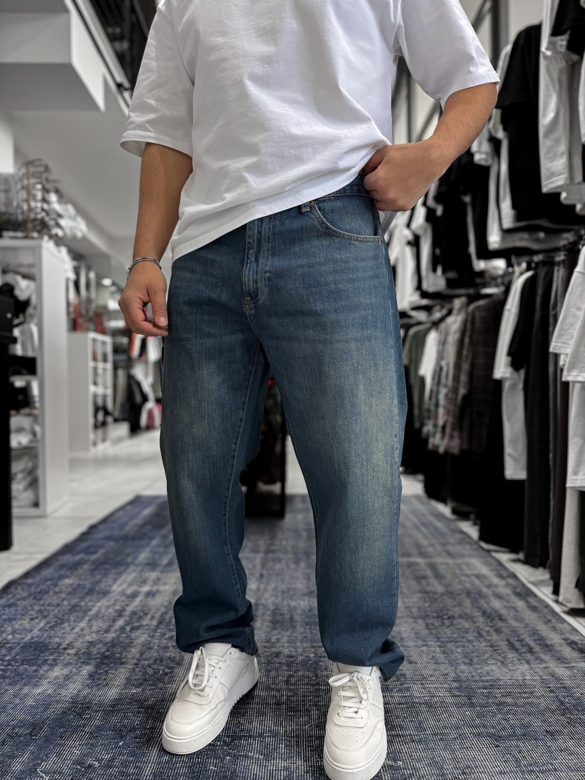 Koyu Mavi Asit Yıkamalı Baggy Jean GJ-