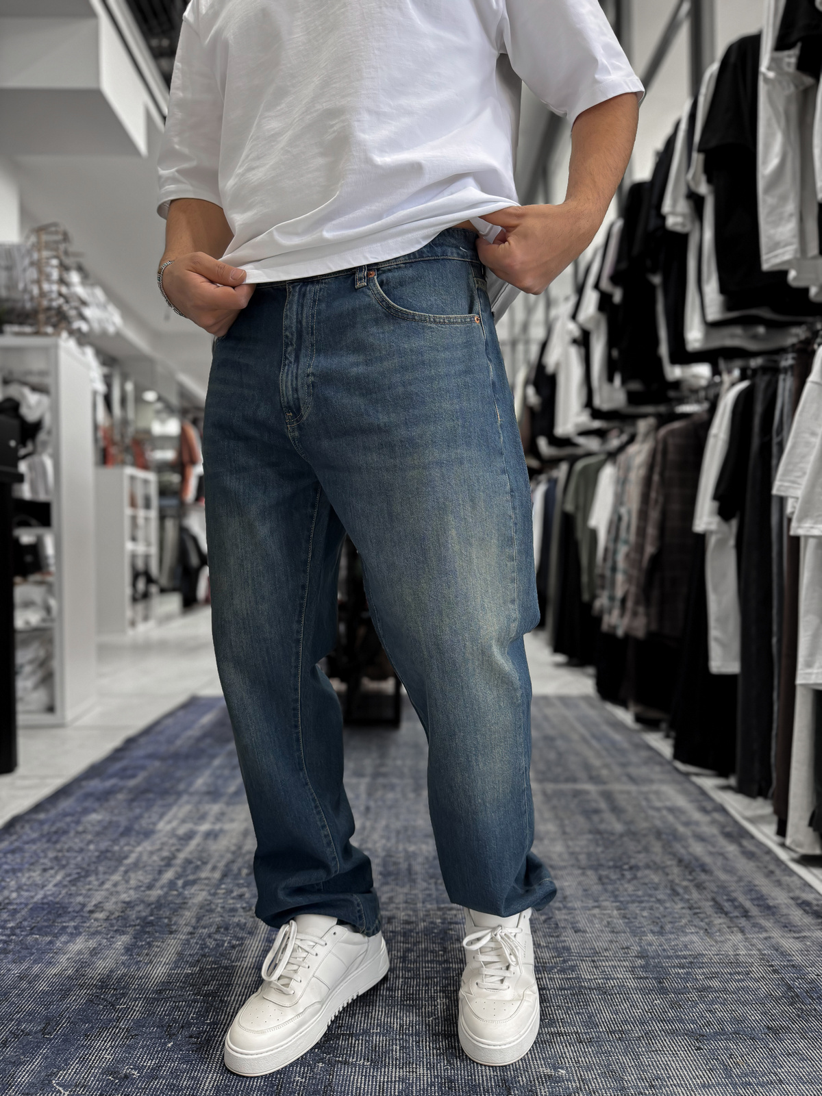 Koyu Mavi Asit Yıkamalı Baggy Jean GJ-