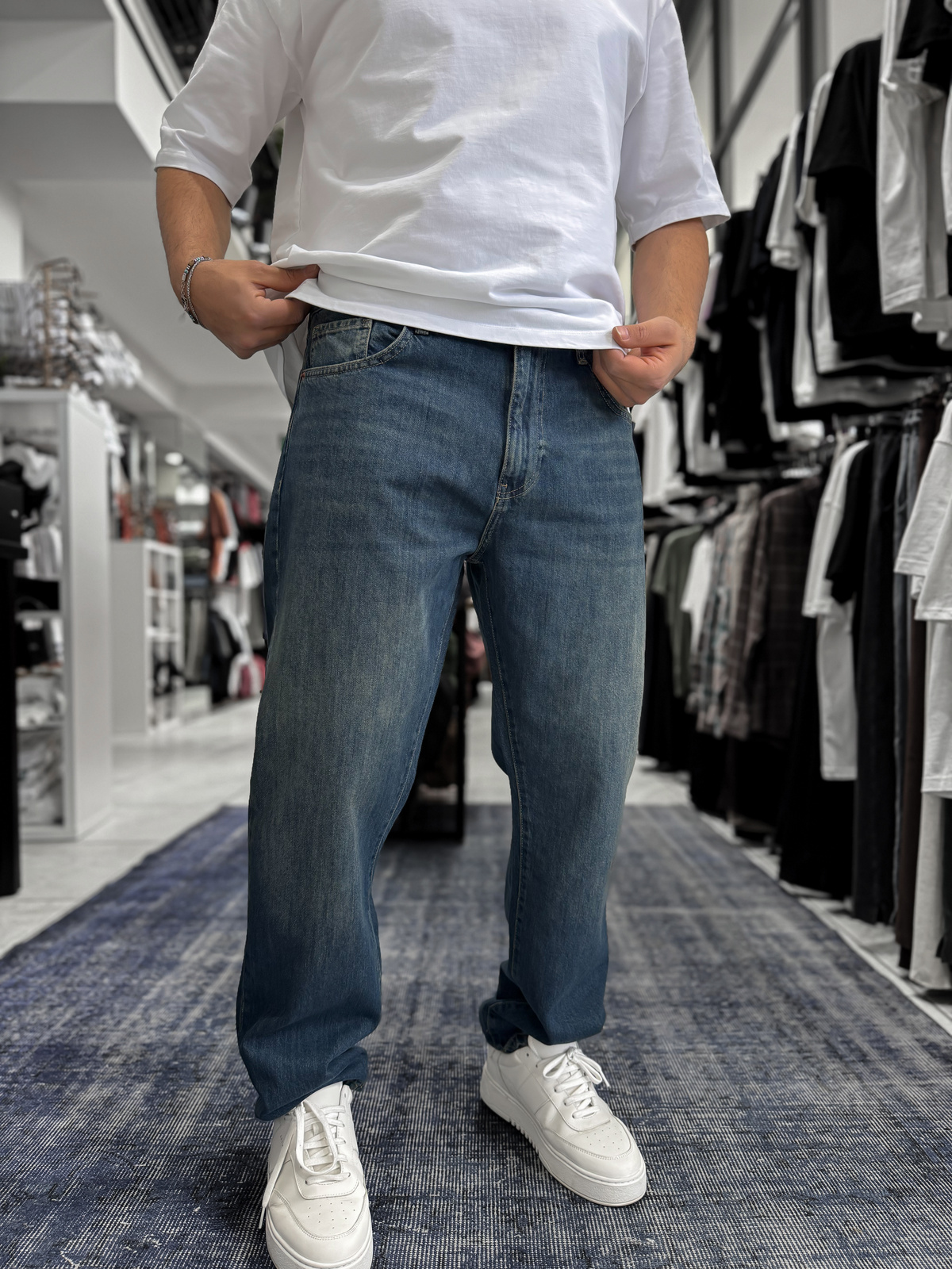 Koyu Mavi Asit Yıkamalı Baggy Jean GJ-