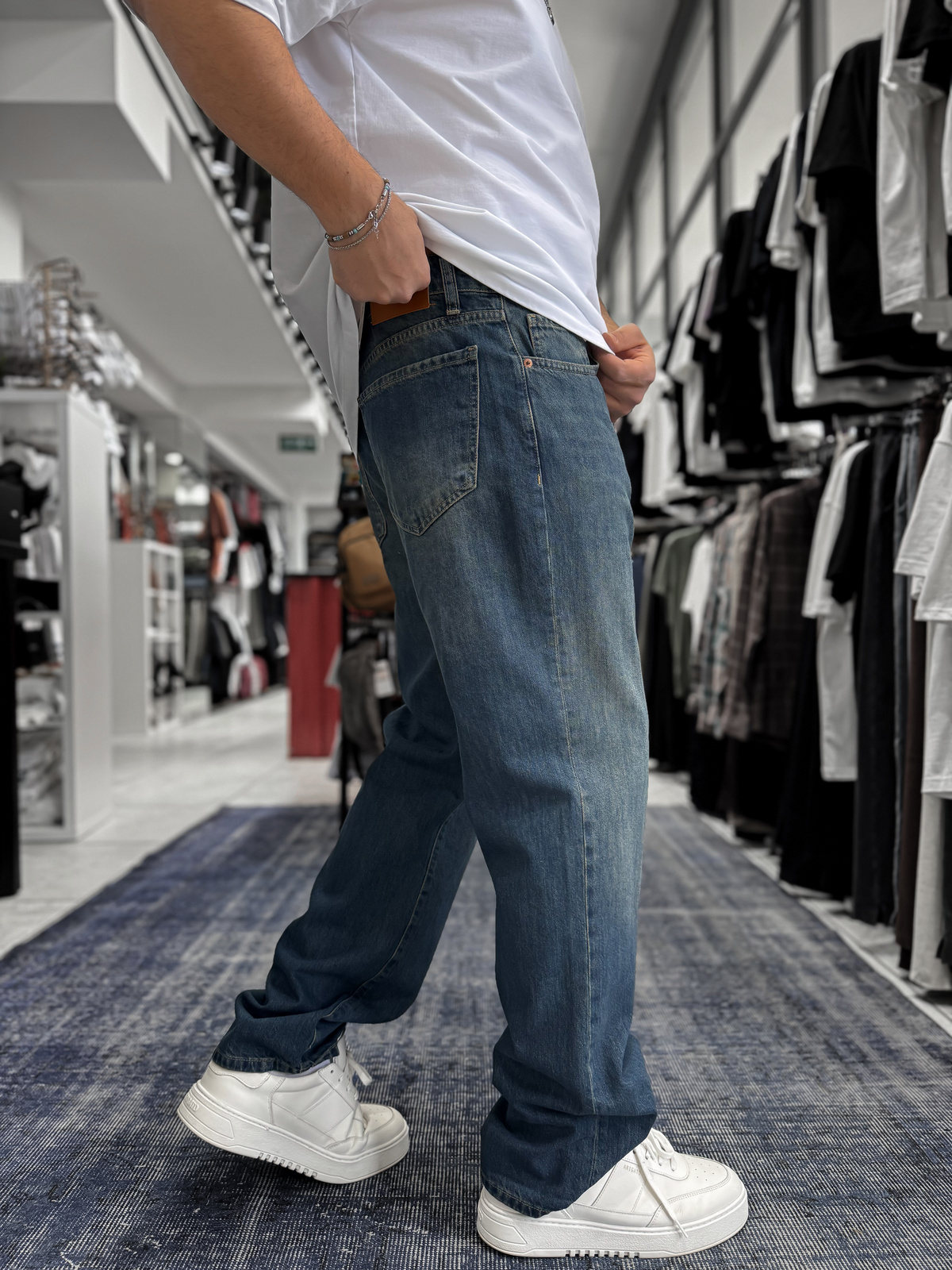 Koyu Mavi Asit Yıkamalı Baggy Jean GJ-