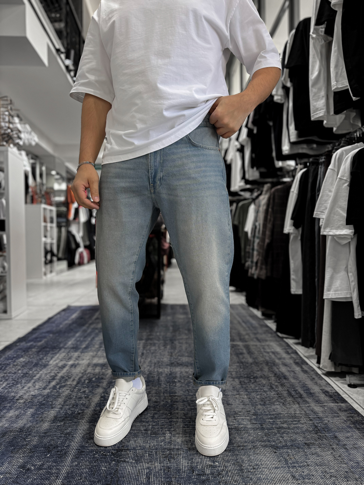 Açık Mavi Yıkamalı Efektli Boyfriend GJ-17154-53