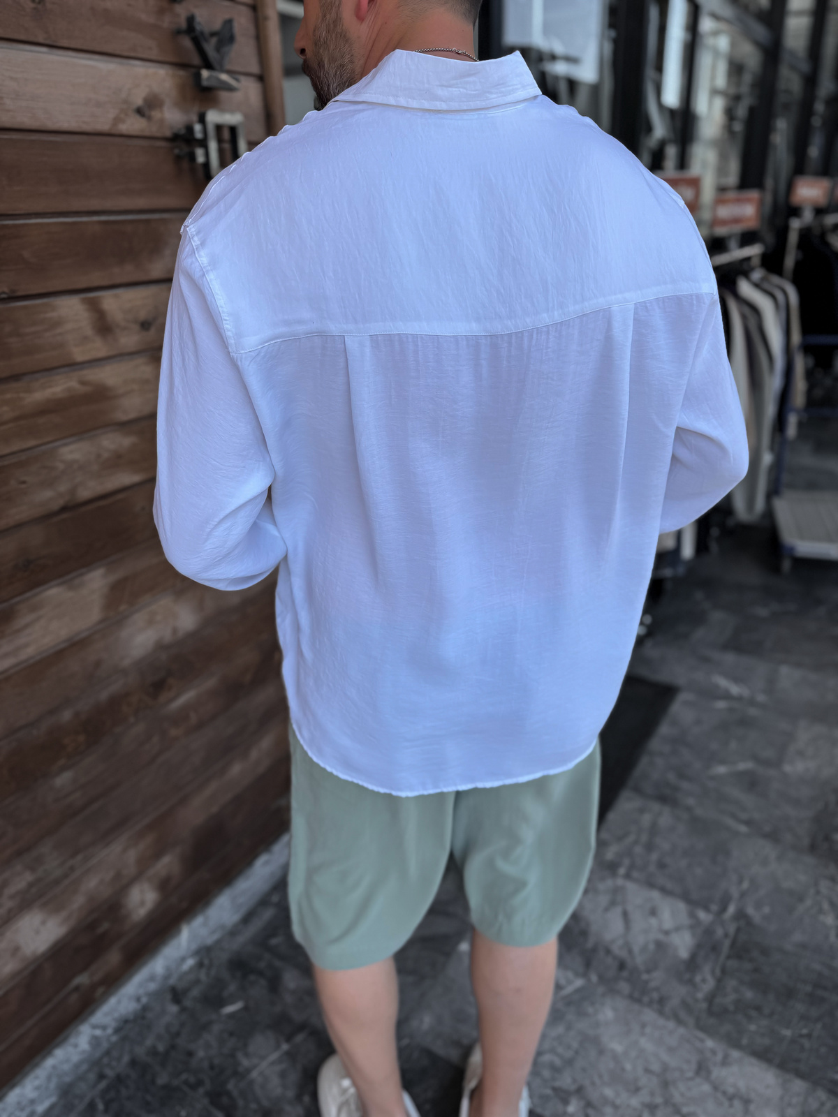 Beyaz Basic Tensel Oversize Gömlek JJ-171