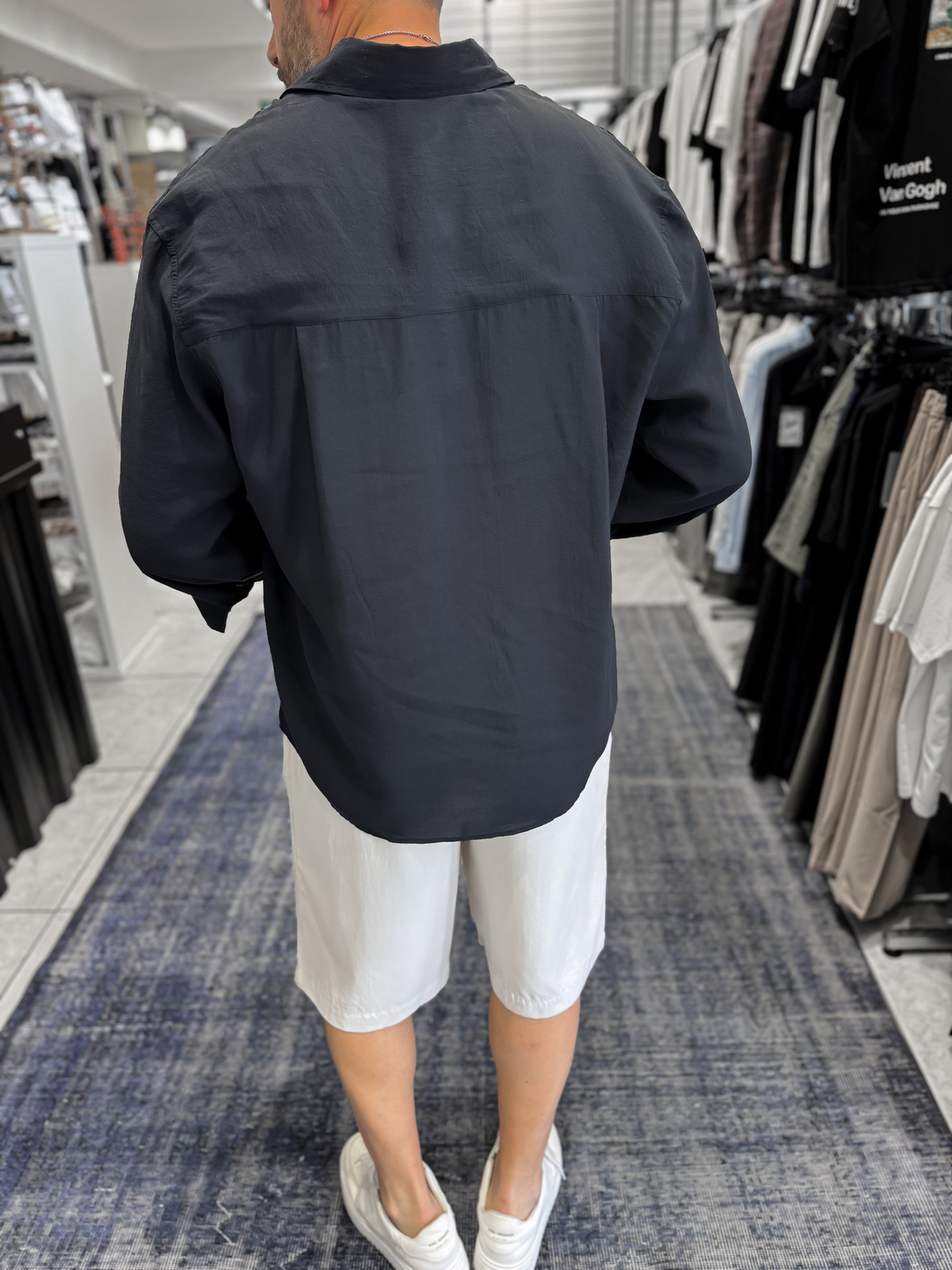 Siyah Basic Tensel Oversize Gömlek JJ-171
