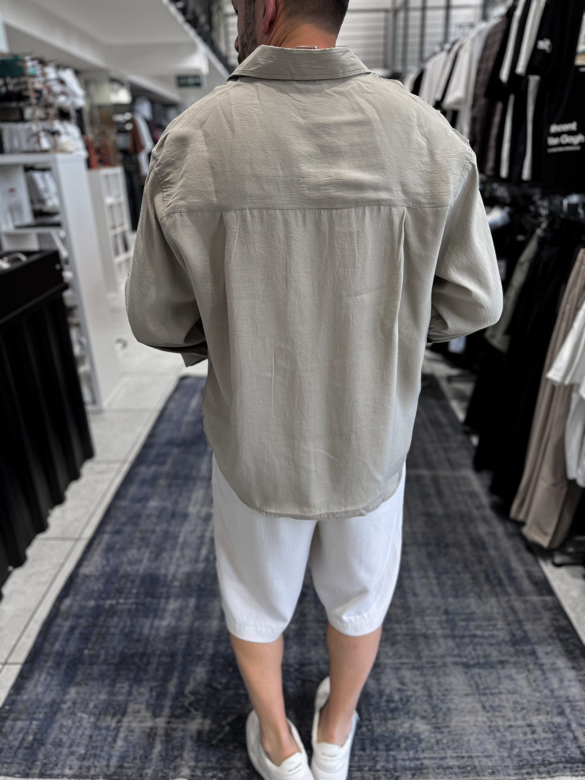 Açık Haki Basic Tensel Oversize Gömlek JJ-171