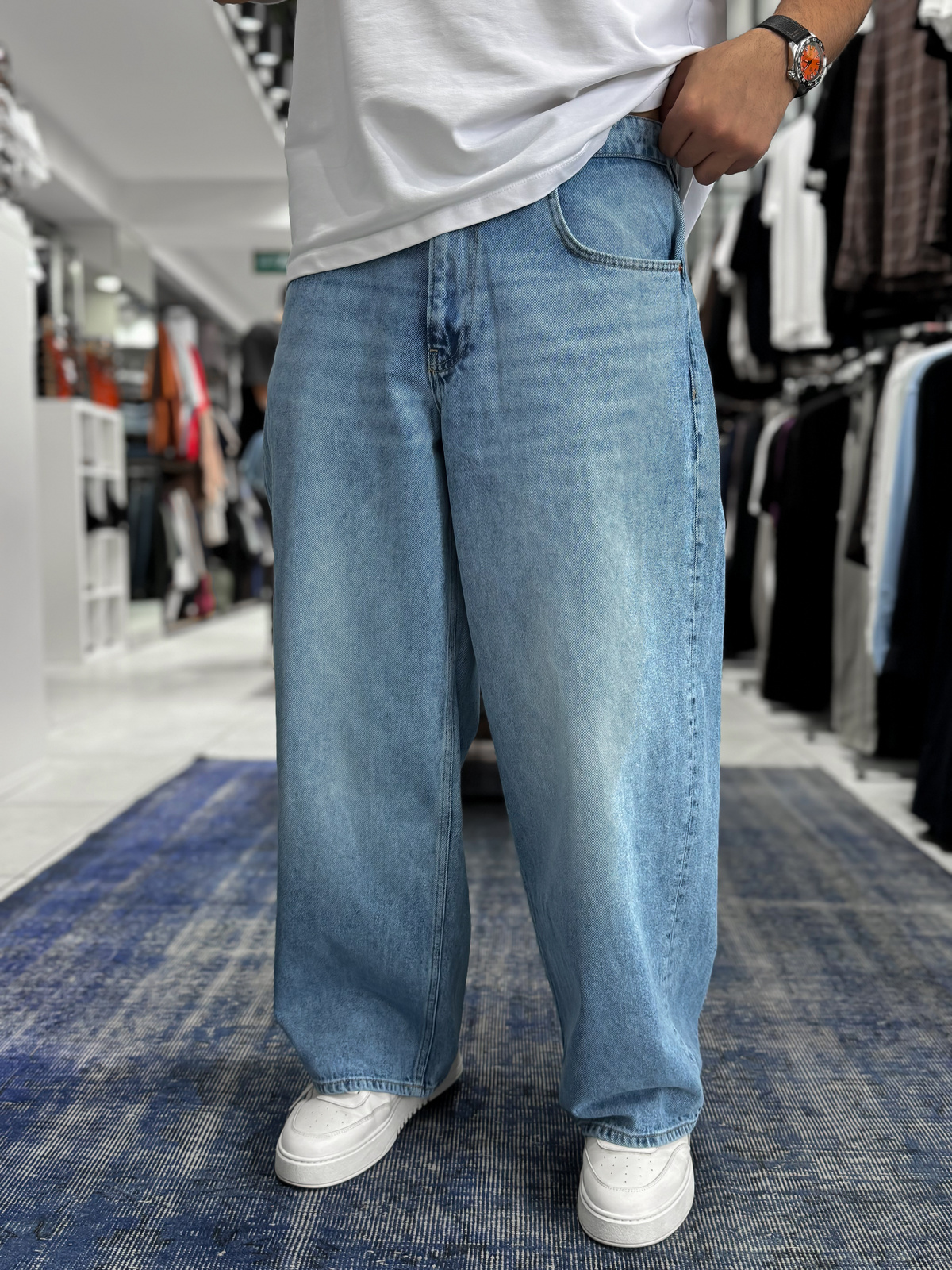 Açık Mavi Yıkamalı Ekstra Baggy Jean GJ-17170/17178