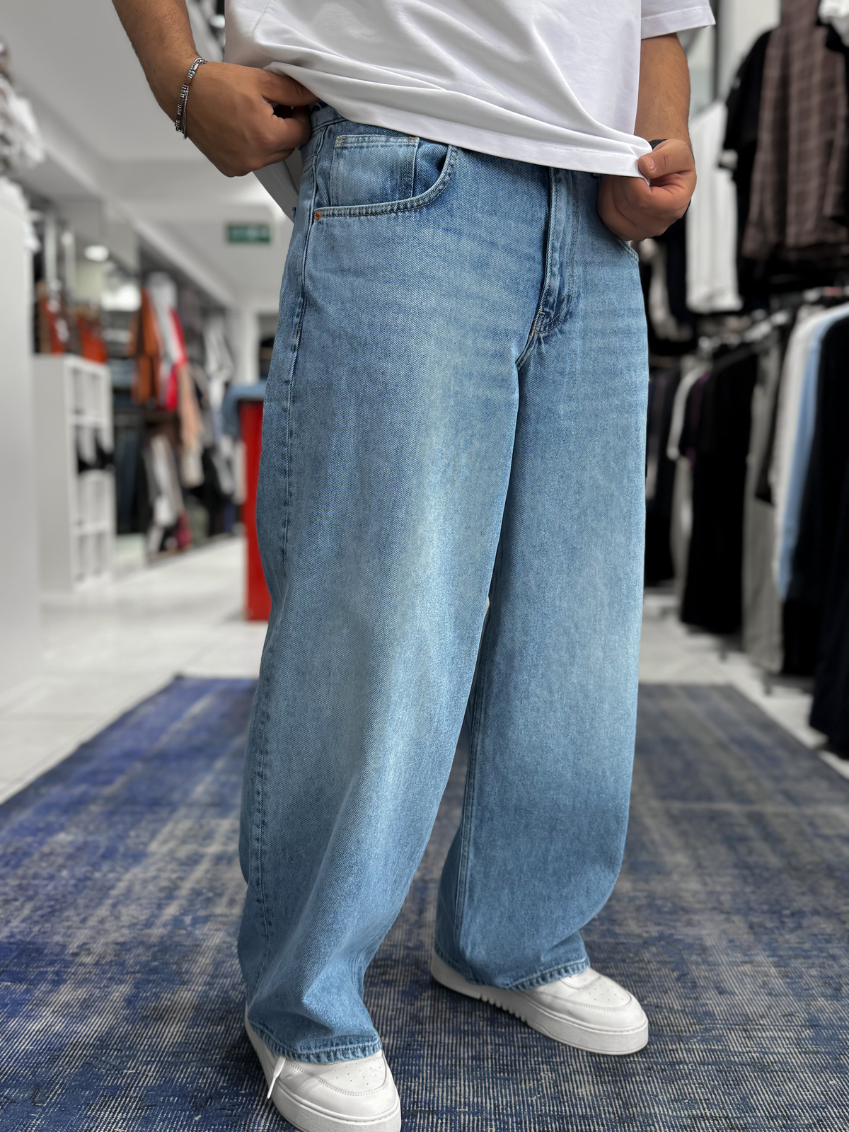 Açık Mavi Yıkamalı Ekstra Baggy Jean GJ-17170/17178
